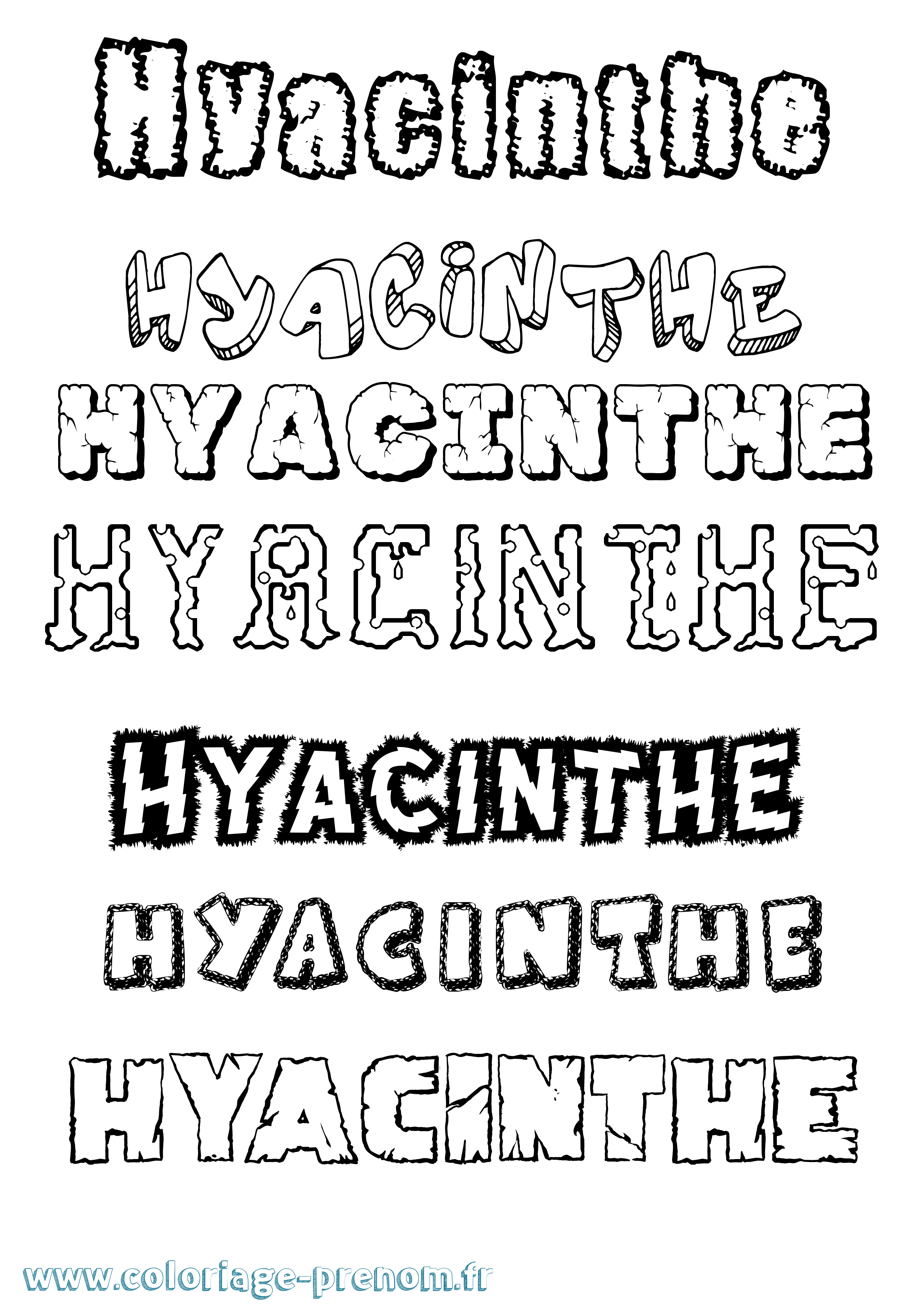 Coloriage Hyacinthe Destructuré Coloriage prénom Hyacinthe Destructuré