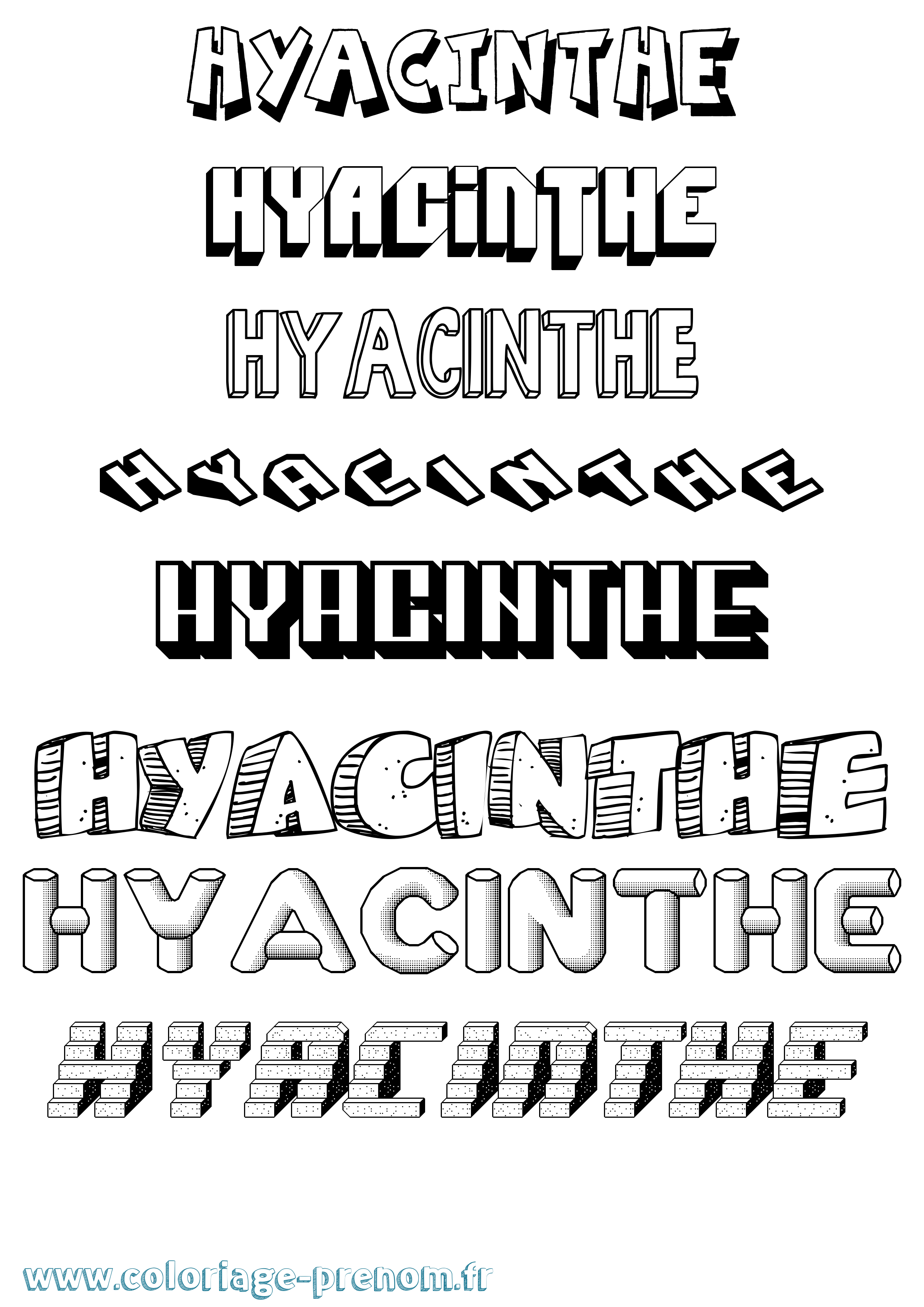 Coloriage Hyacinthe Effet 3D Coloriage prénom Hyacinthe Effet 3D