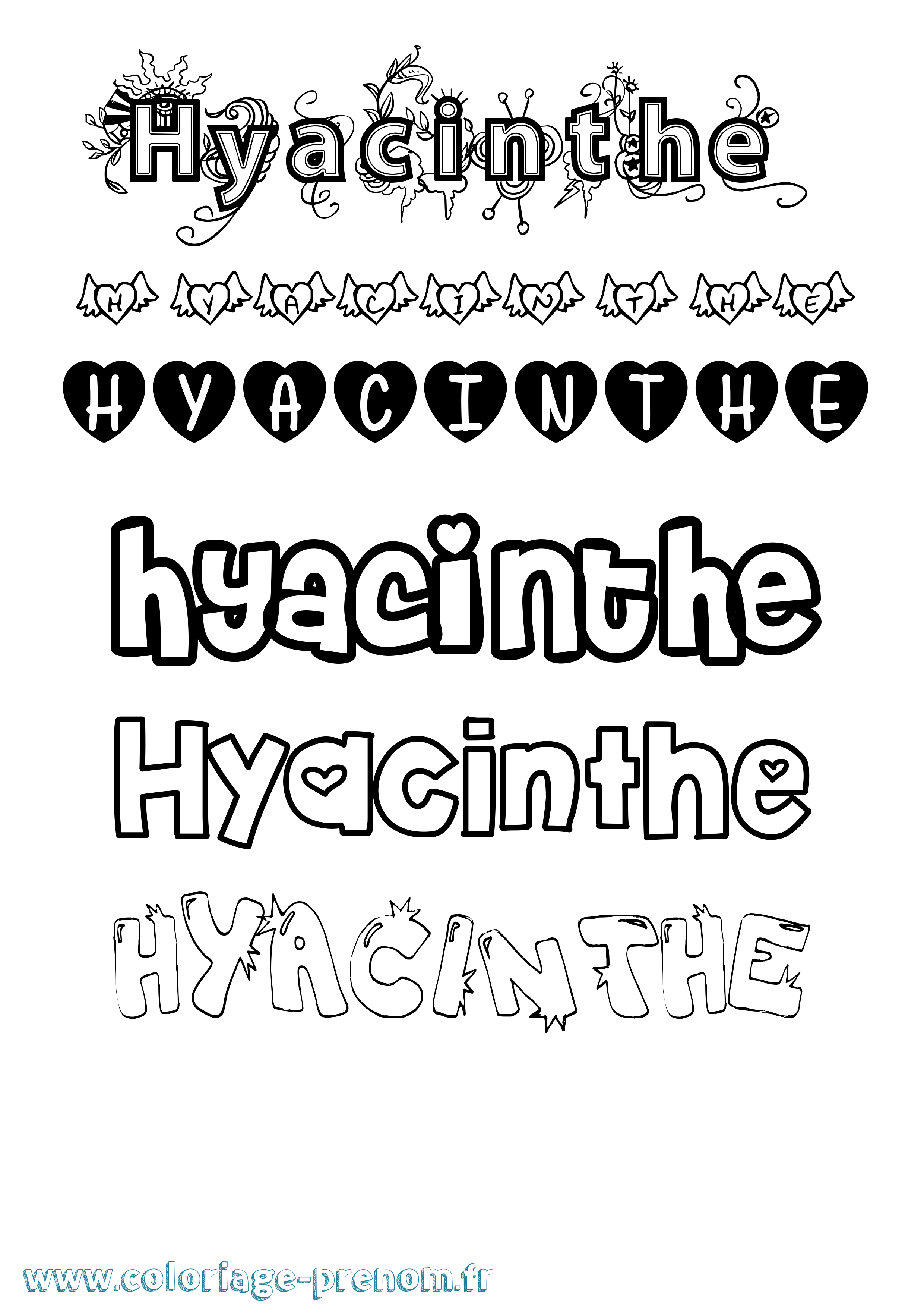 Coloriage Hyacinthe Girly Coloriage prénom Hyacinthe Girly