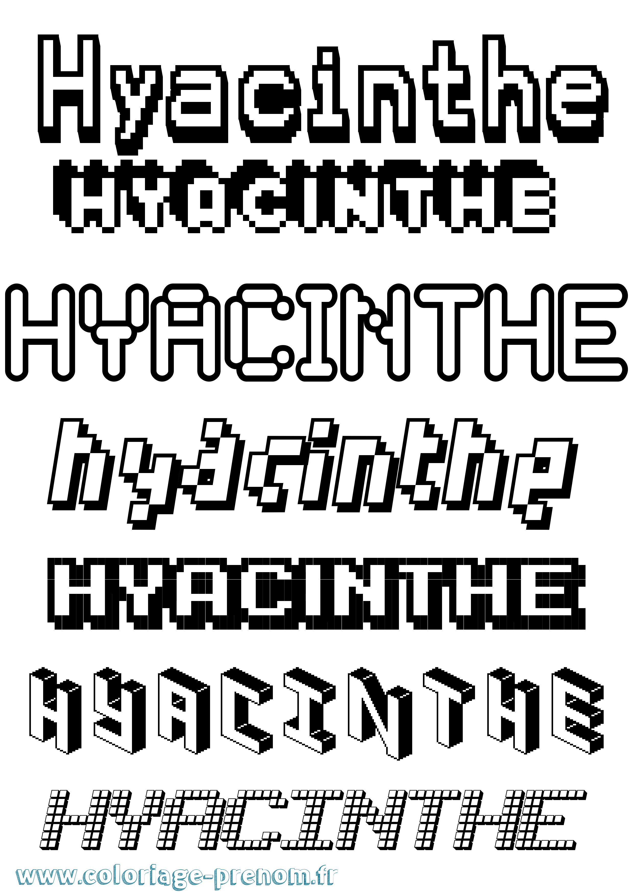 Coloriage Hyacinthe Pixel Coloriage prénom Hyacinthe Pixel