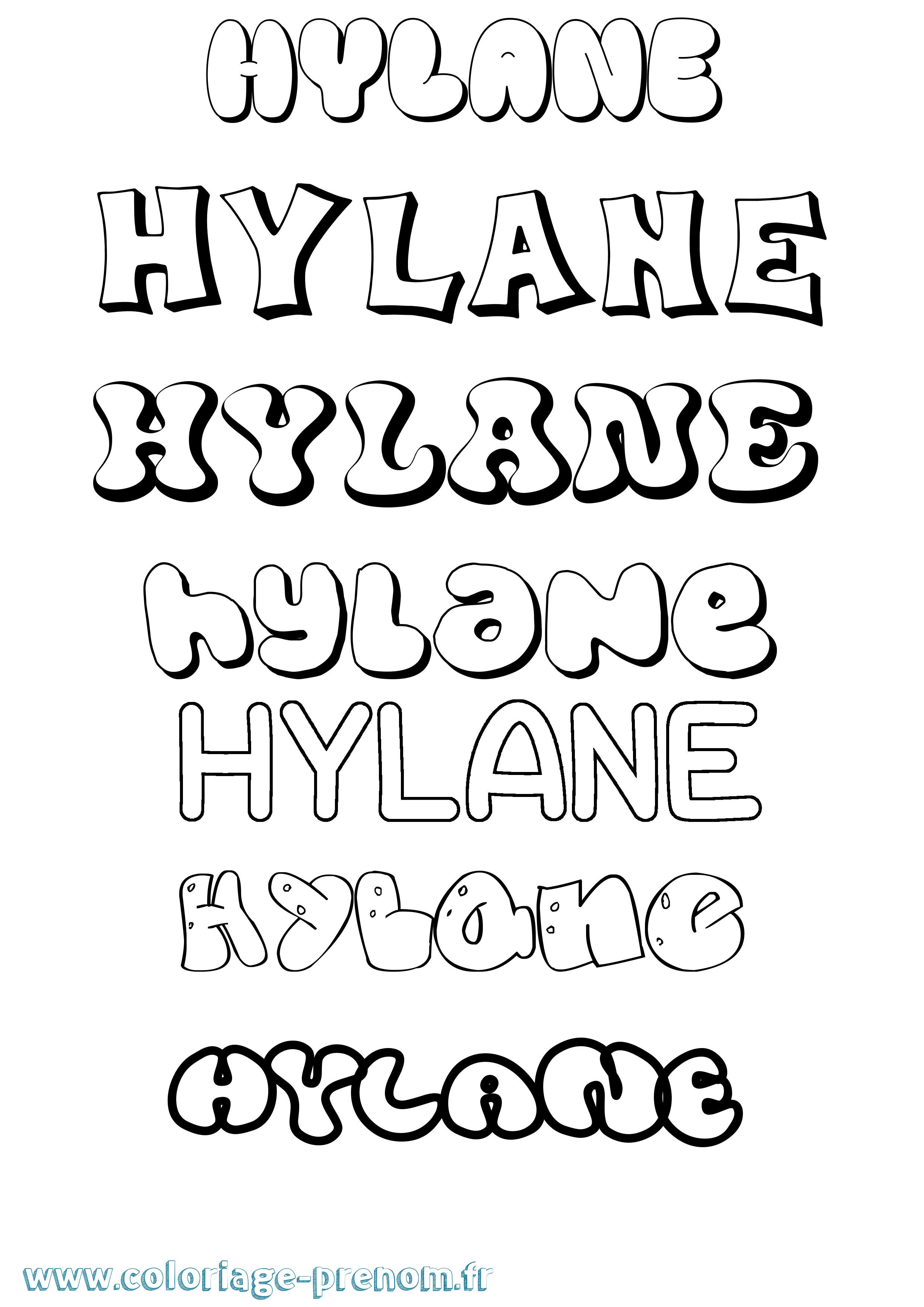 Coloriage Hylane Bubble Coloriage prénom Hylane Bubble