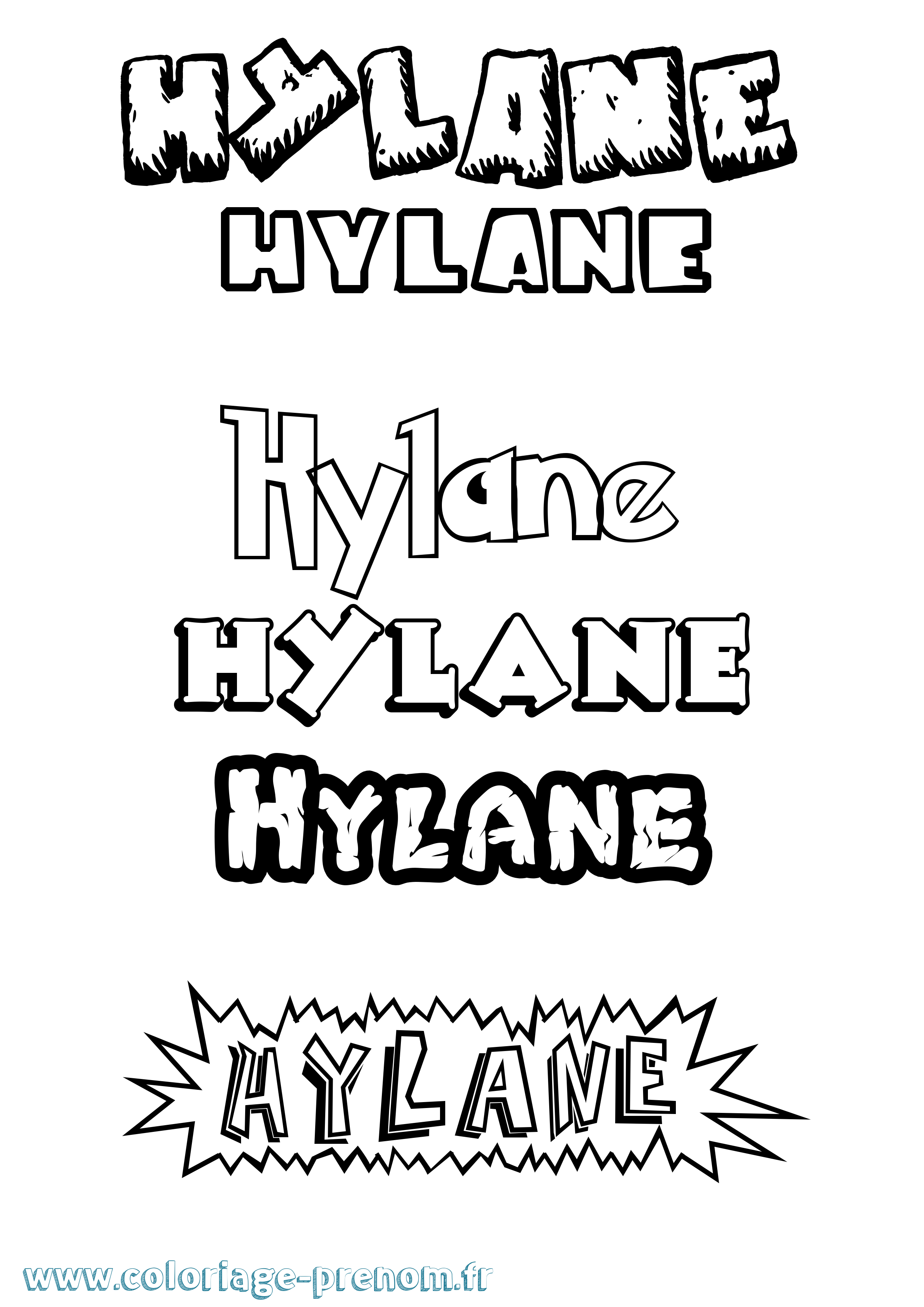 Coloriage Hylane Dessin Animé Coloriage prénom Hylane Dessin Animé