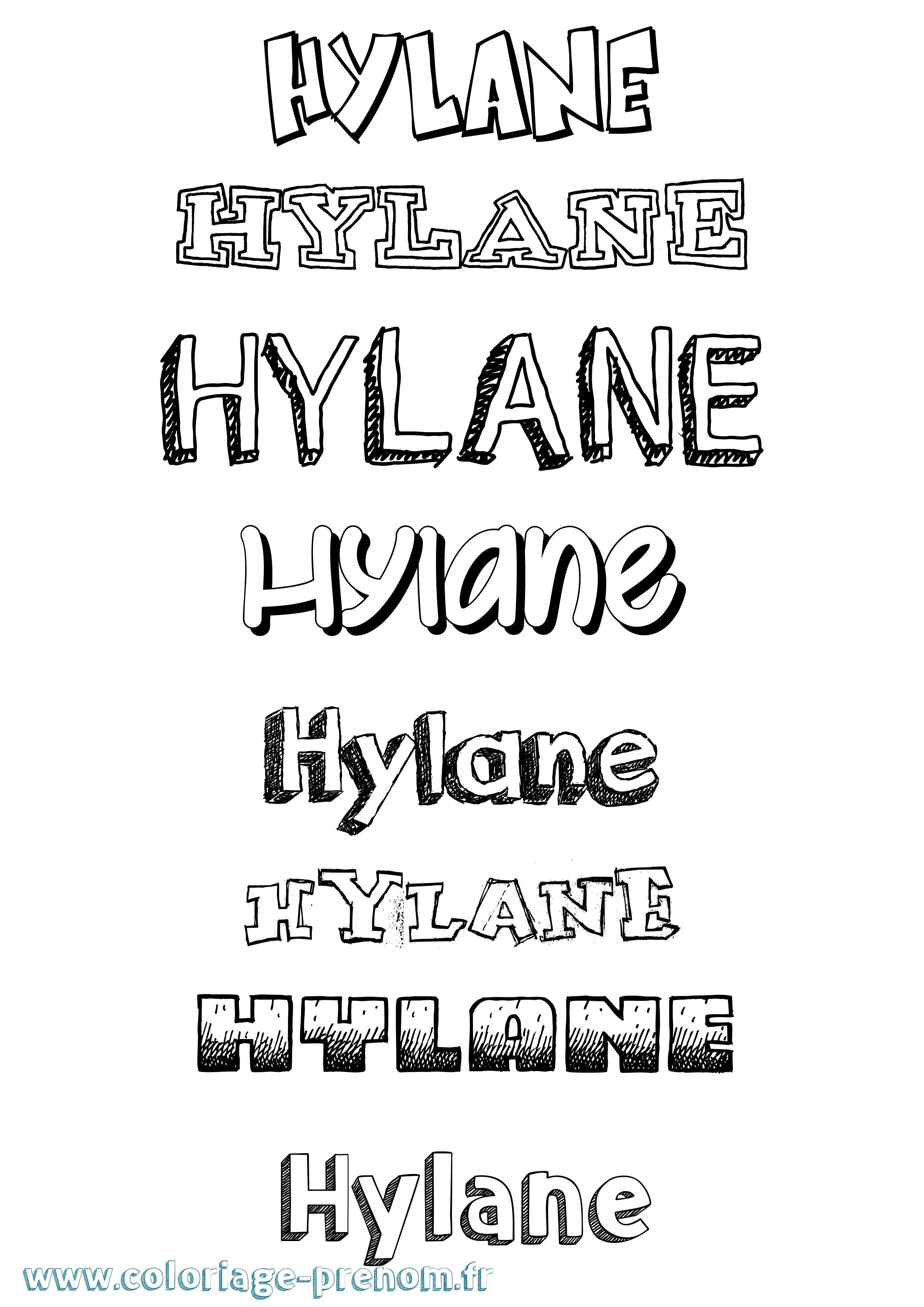 Coloriage Hylane Dessiné Coloriage prénom Hylane Dessiné