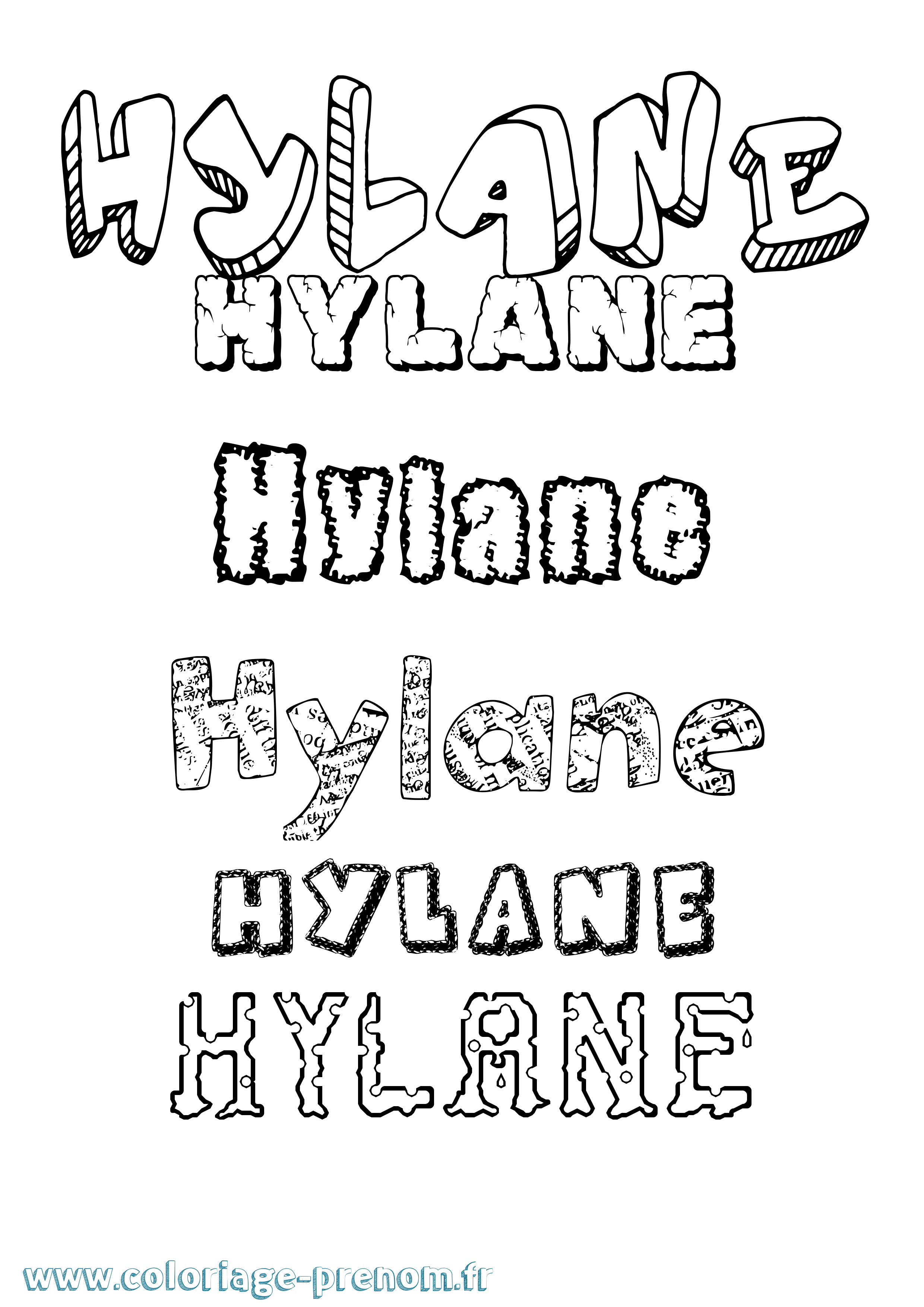 Coloriage Hylane Destructuré Coloriage prénom Hylane Destructuré