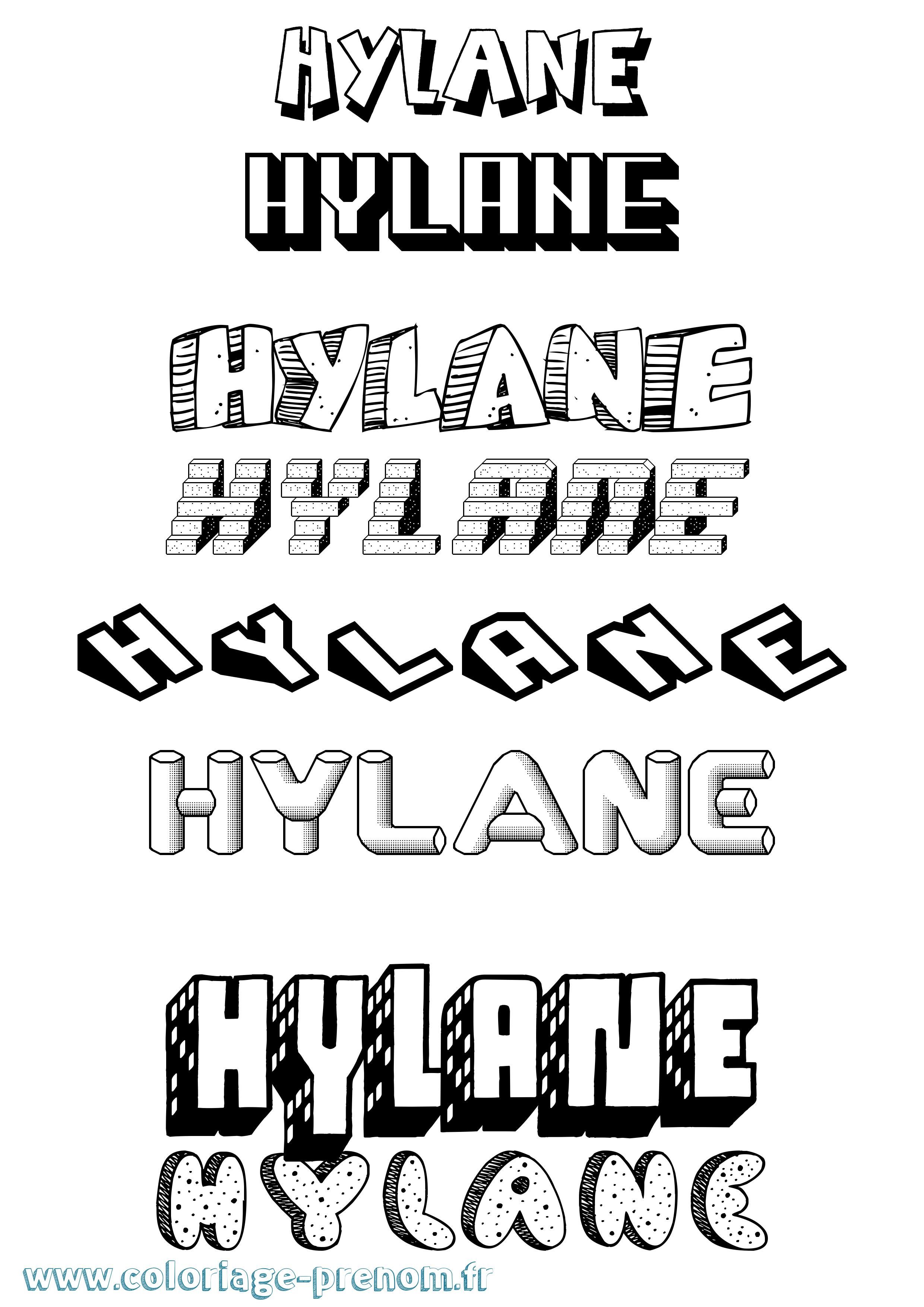 Coloriage Hylane Effet 3D Coloriage prénom Hylane Effet 3D
