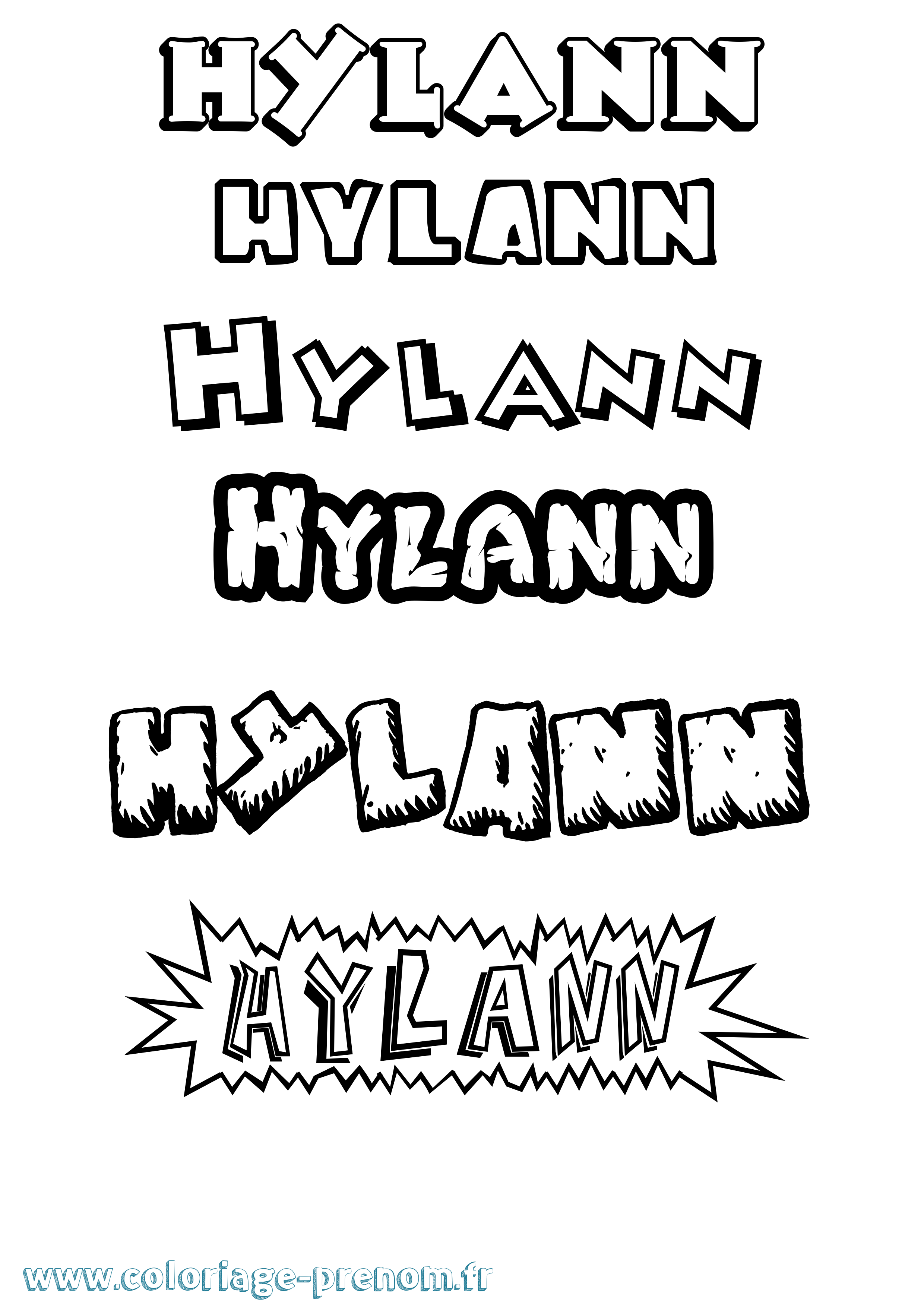 Coloriage Hylann Dessin Animé Coloriage prénom Hylann Dessin Animé