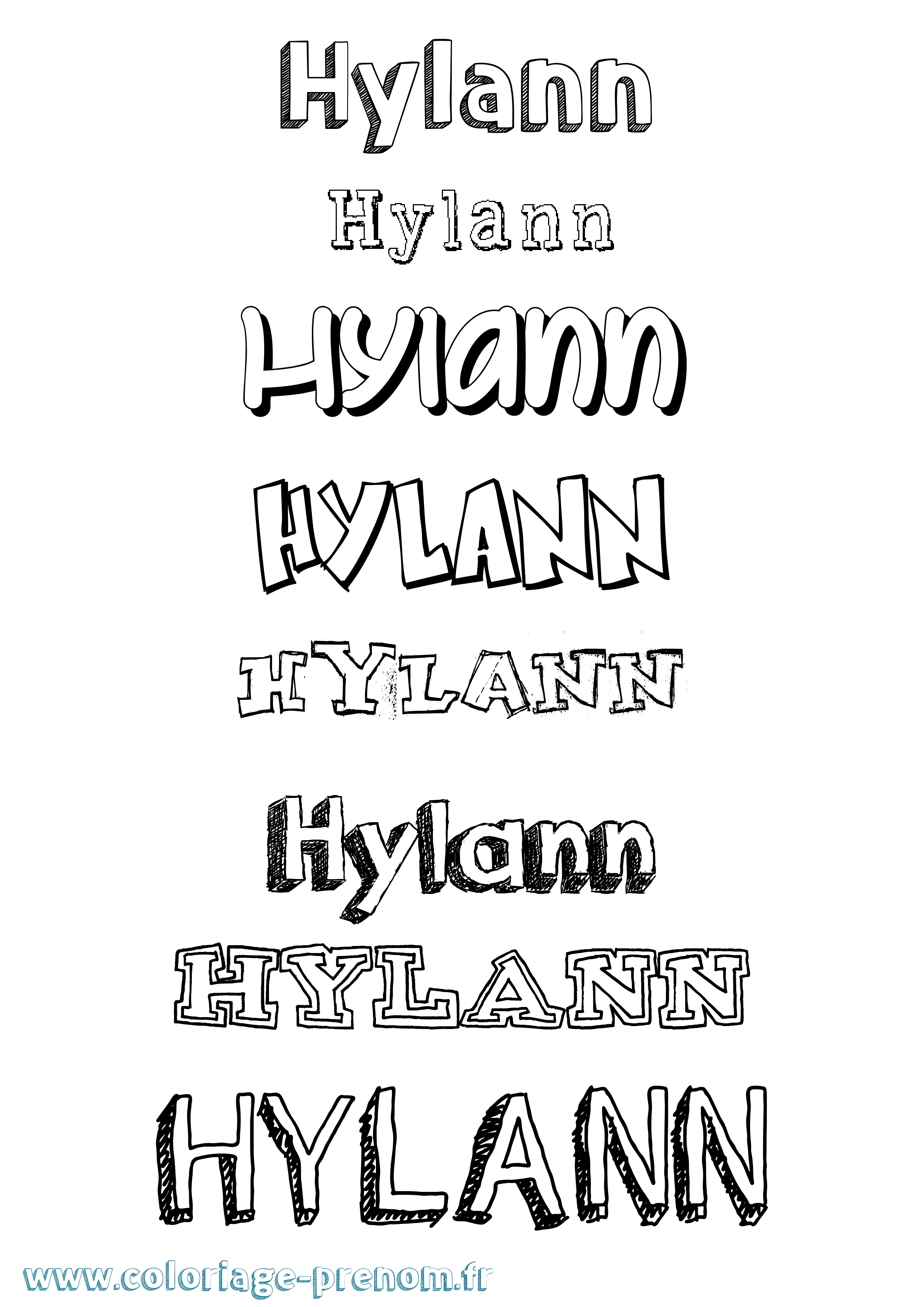 Coloriage Hylann Dessiné Coloriage prénom Hylann Dessiné