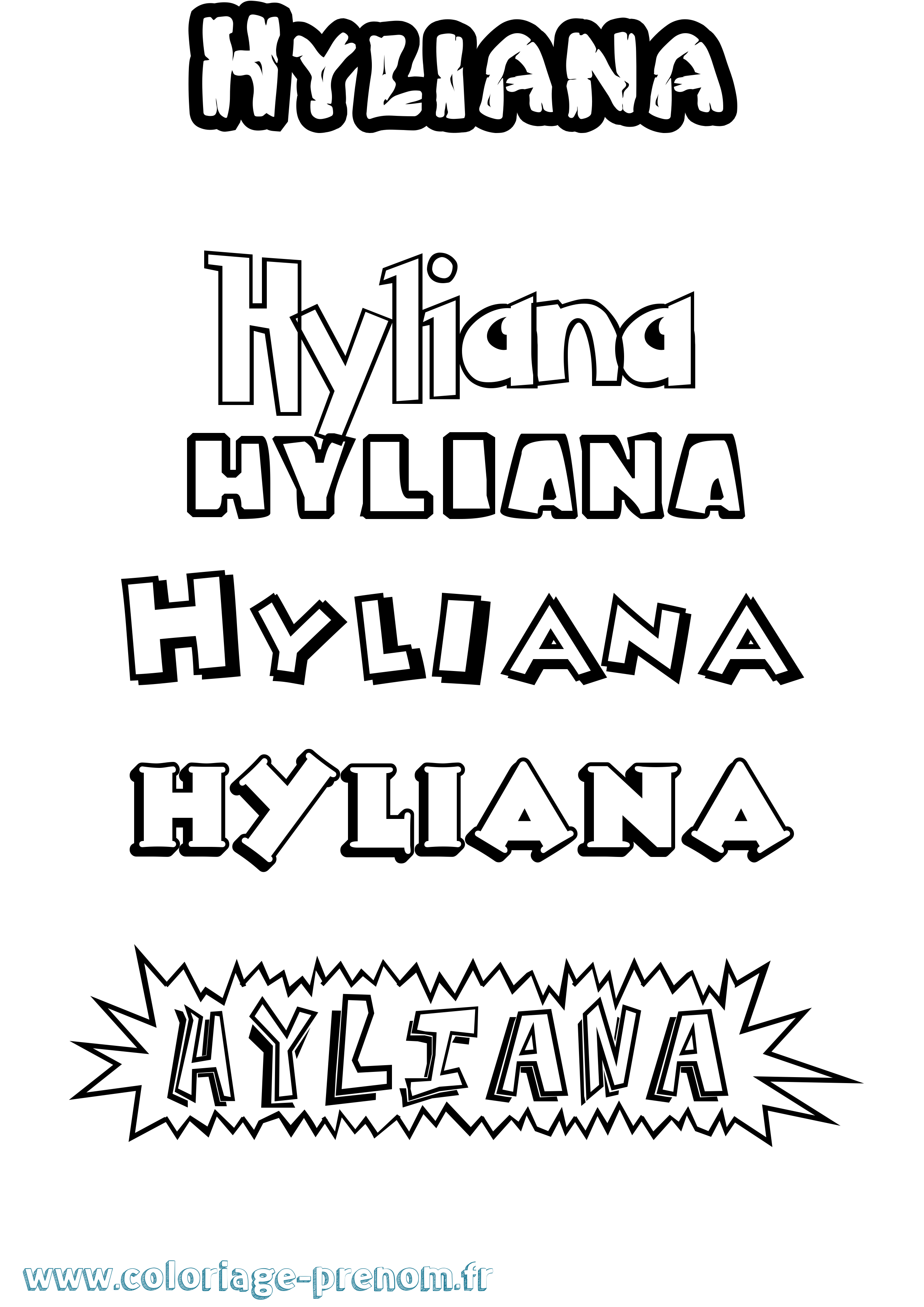 Coloriage Hyliana Dessin Animé Coloriage prénom Hyliana Dessin Animé