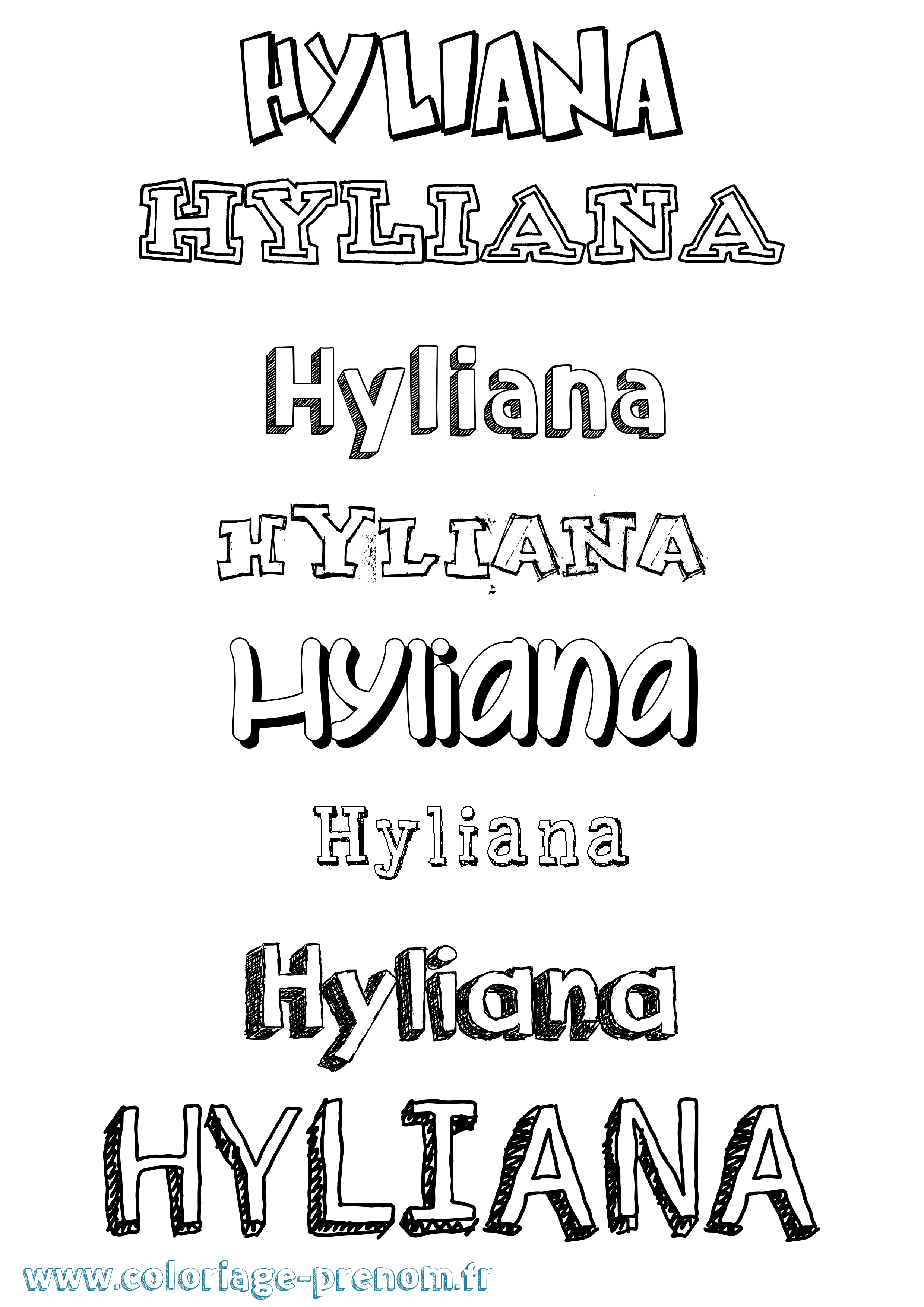 Coloriage Hyliana Dessiné Coloriage prénom Hyliana Dessiné