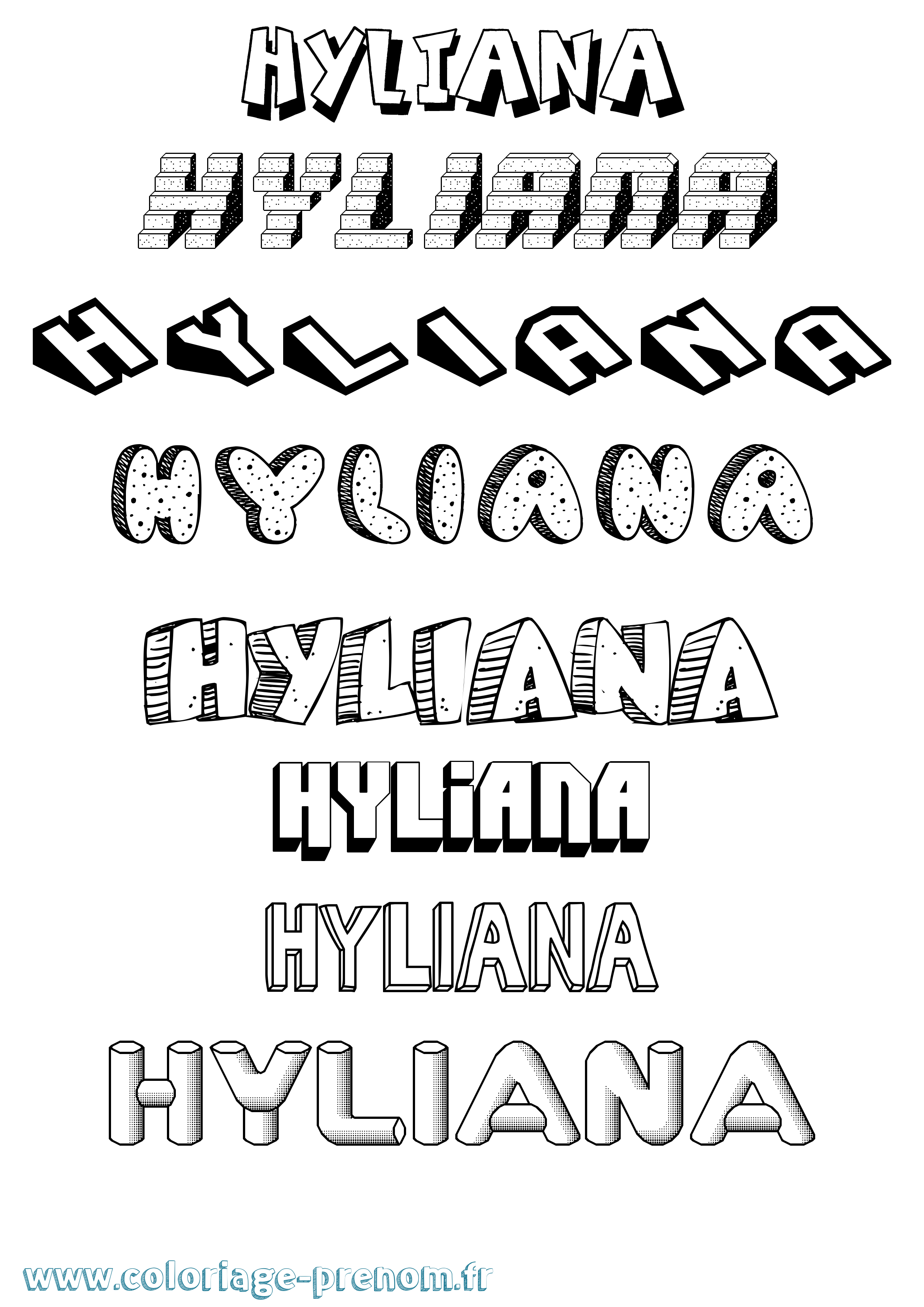 Coloriage Hyliana Effet 3D Coloriage prénom Hyliana Effet 3D