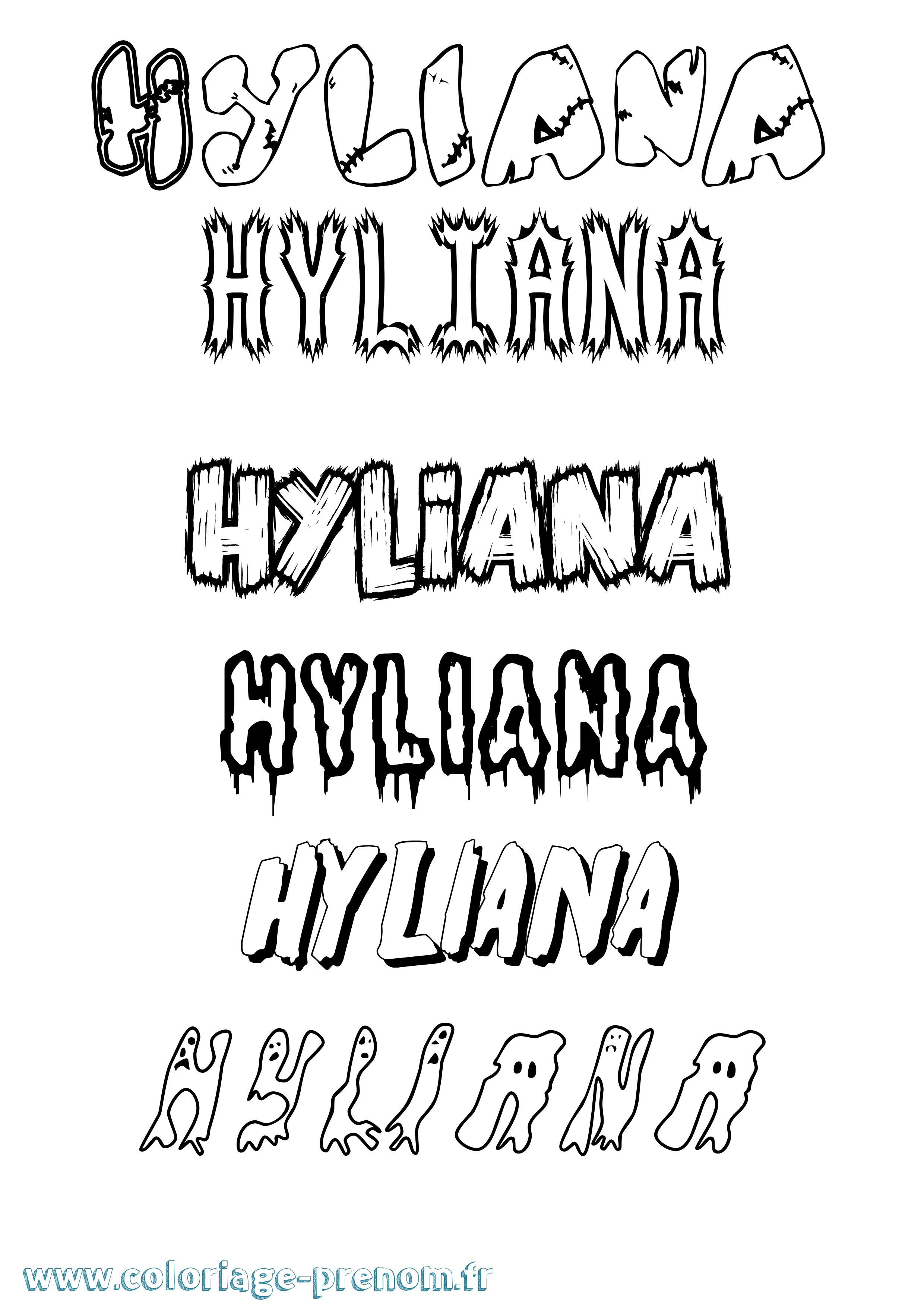Coloriage Hyliana Frisson Coloriage prénom Hyliana Frisson
