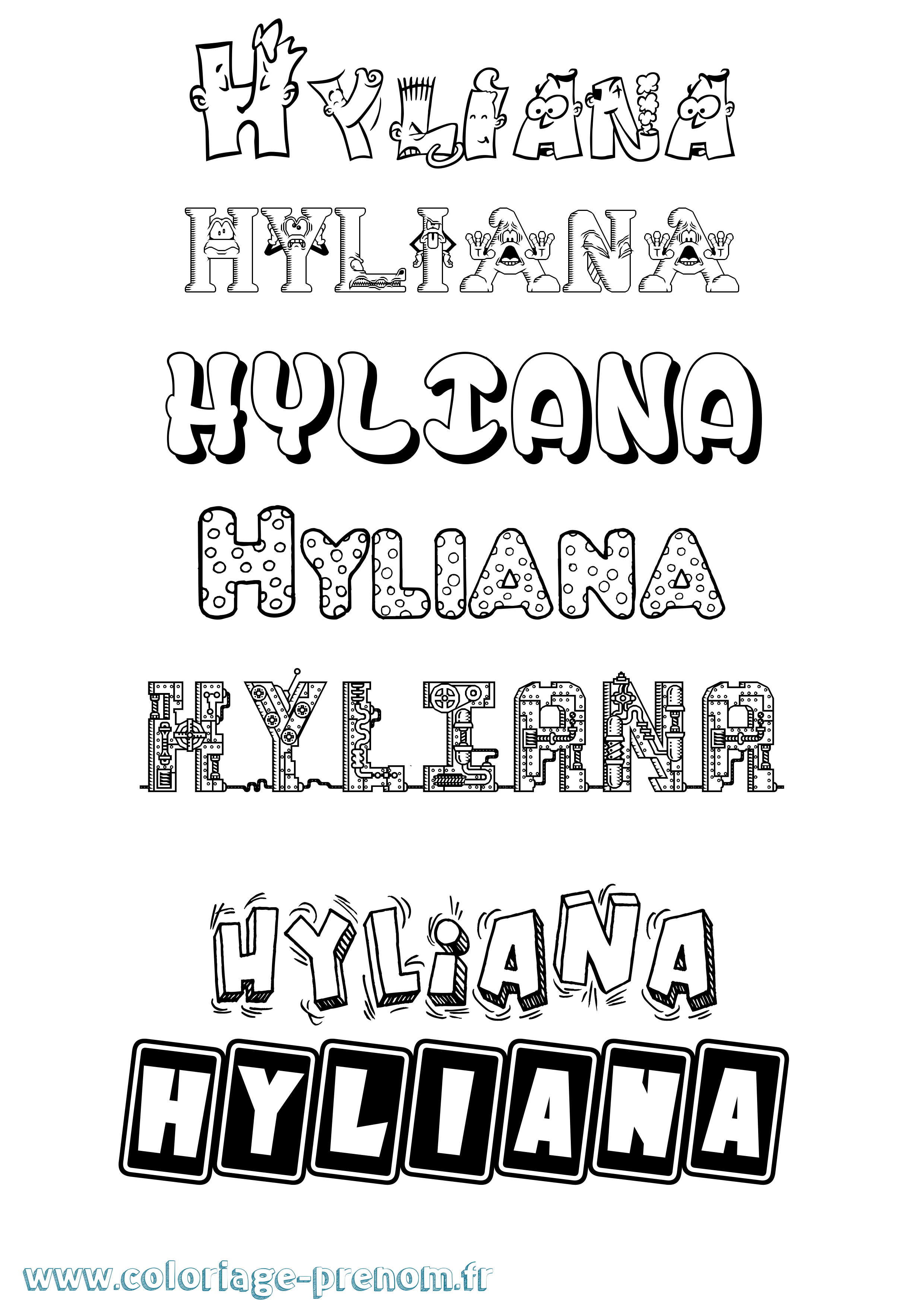 Coloriage Hyliana Fun Coloriage prénom Hyliana Fun