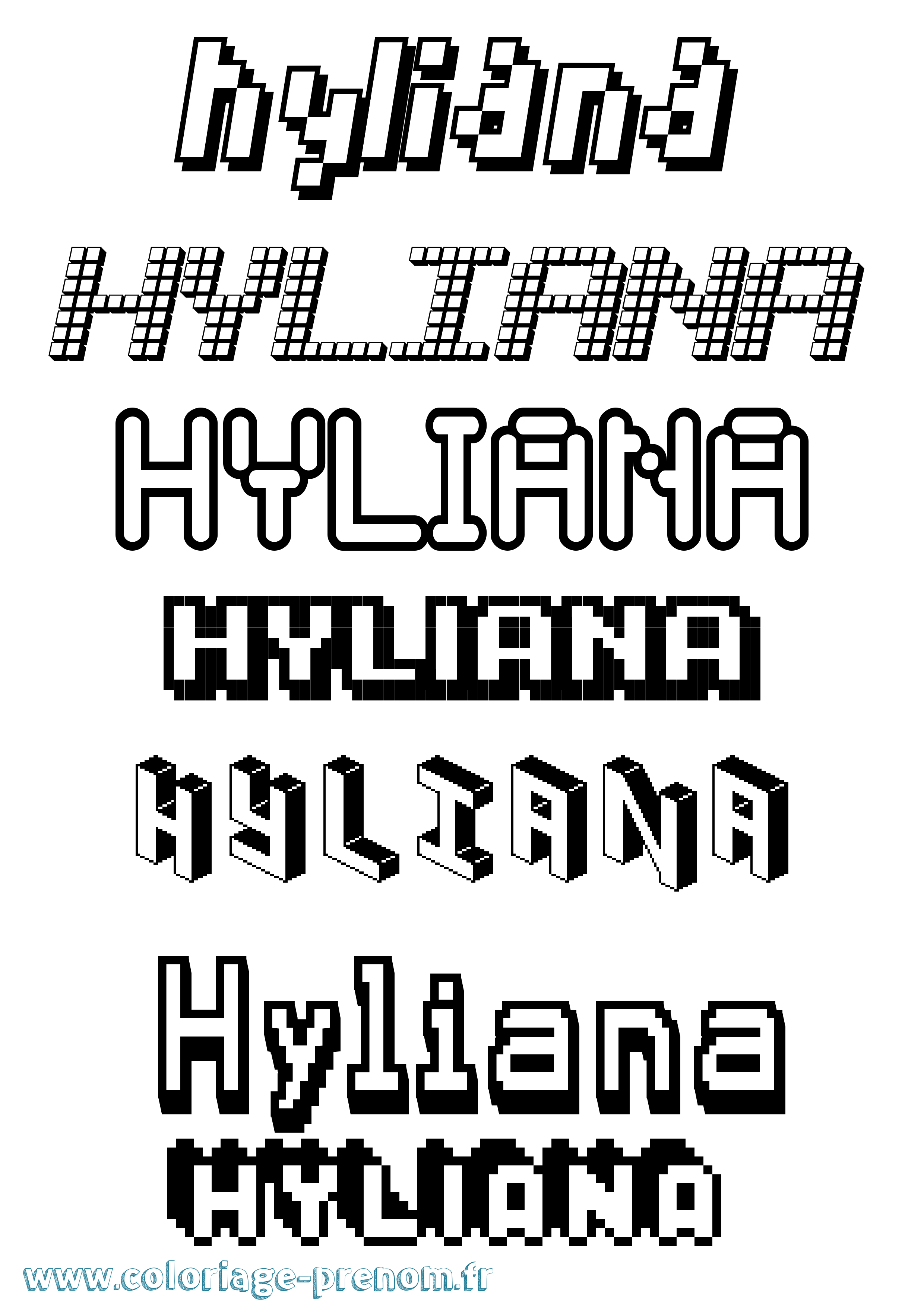 Coloriage Hyliana Pixel Coloriage prénom Hyliana Pixel