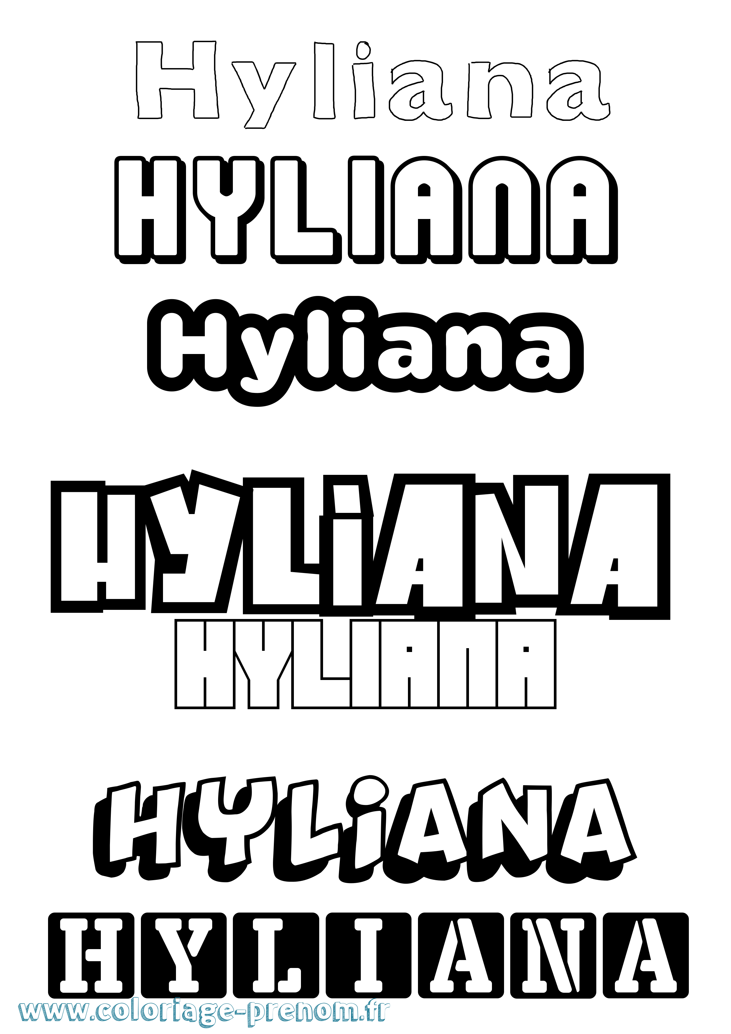 Coloriage Hyliana Simple Coloriage prénom Hyliana Simple
