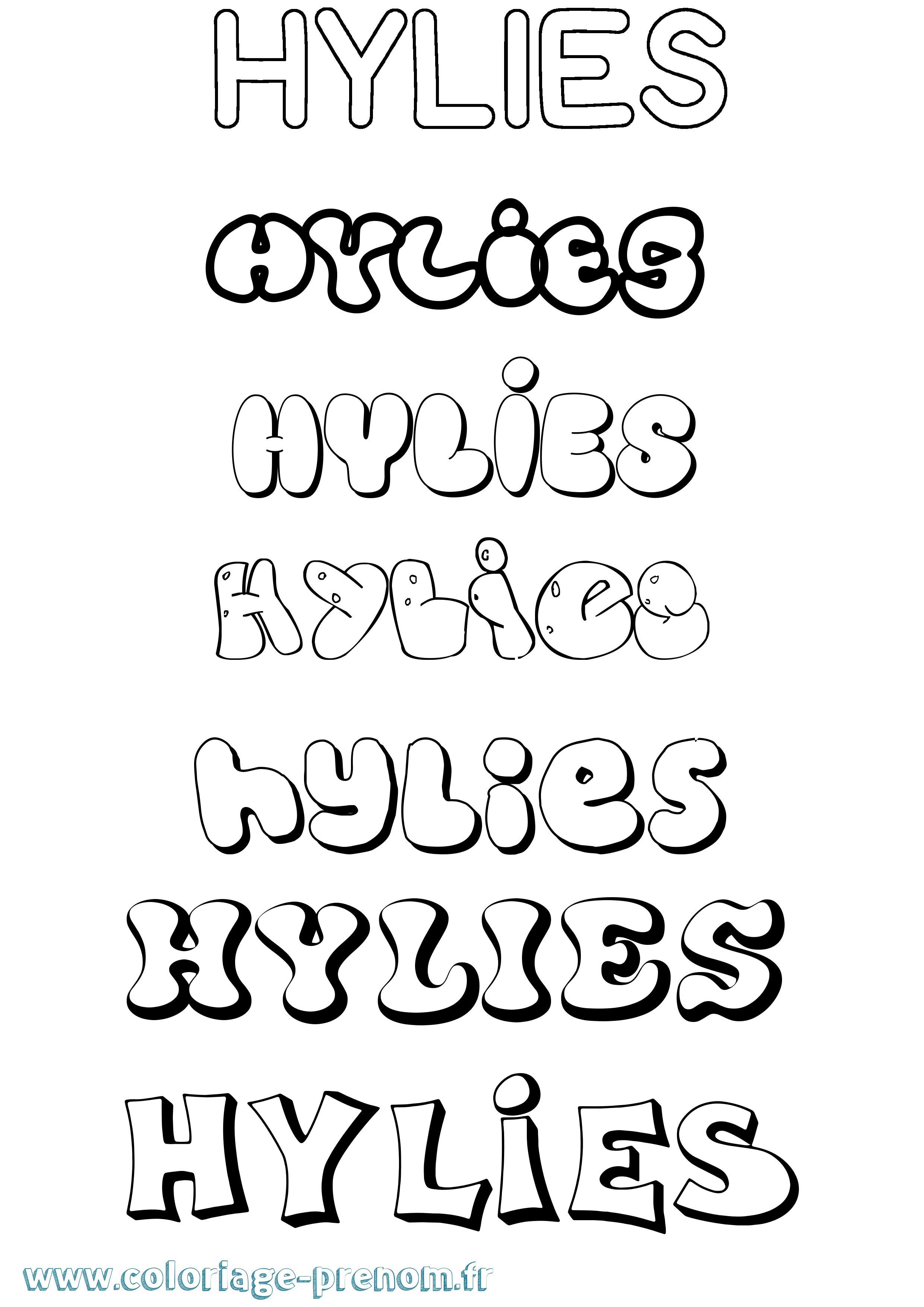 Coloriage Hylies Bubble Coloriage prénom Hylies Bubble