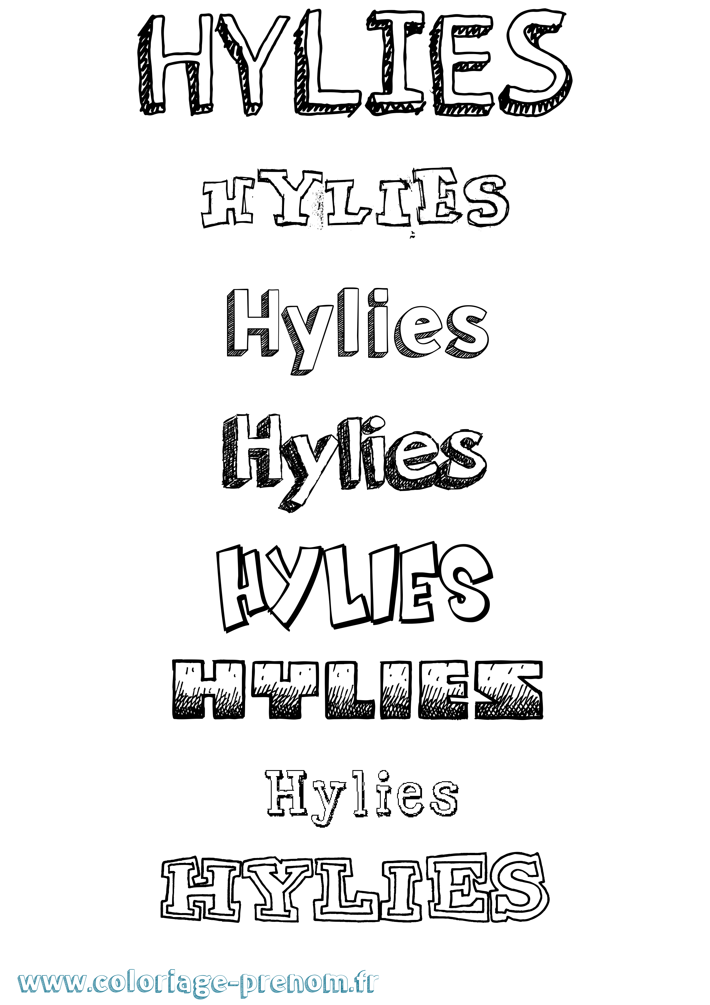 Coloriage Hylies Dessiné Coloriage prénom Hylies Dessiné