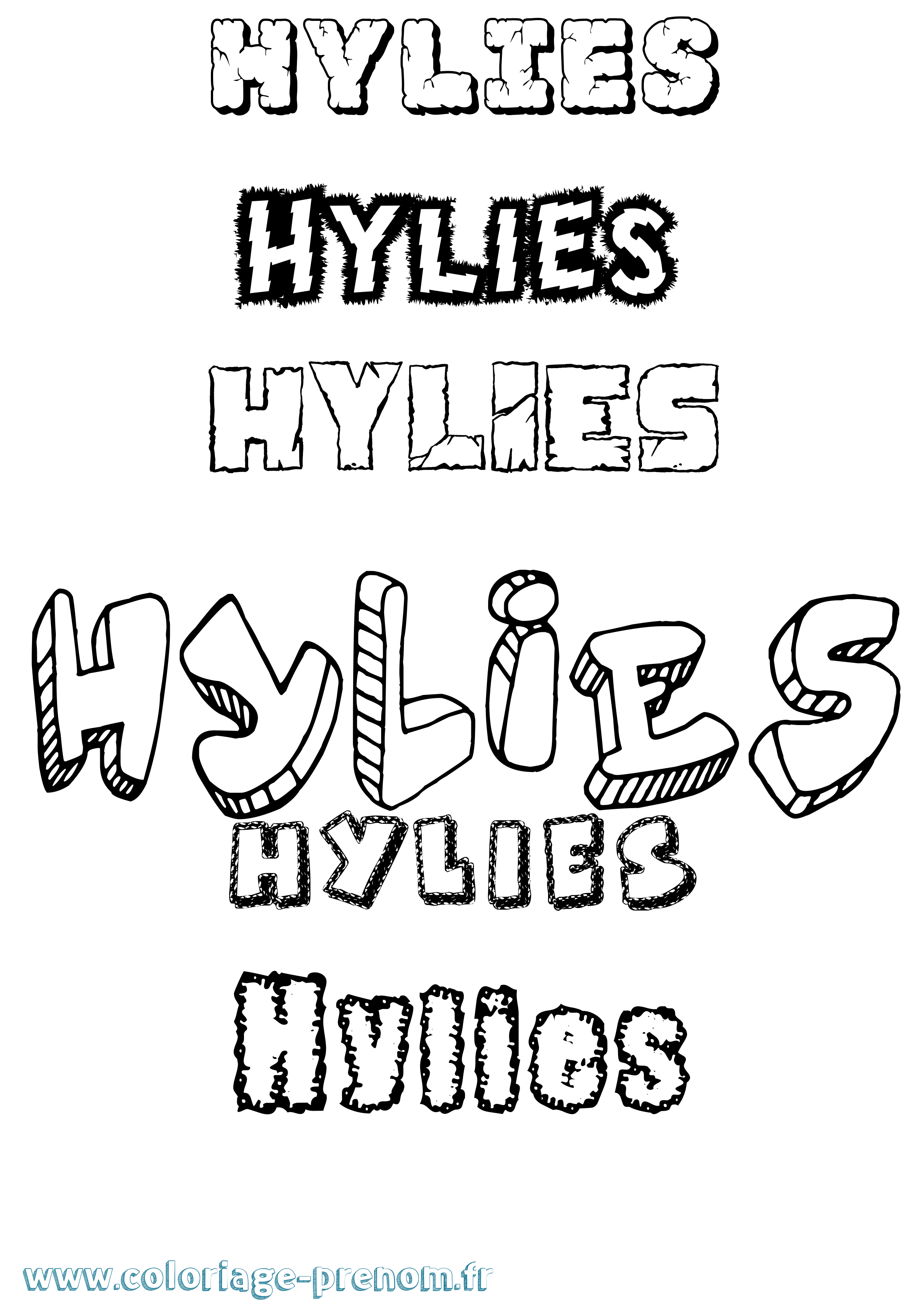 Coloriage Hylies Destructuré Coloriage prénom Hylies Destructuré