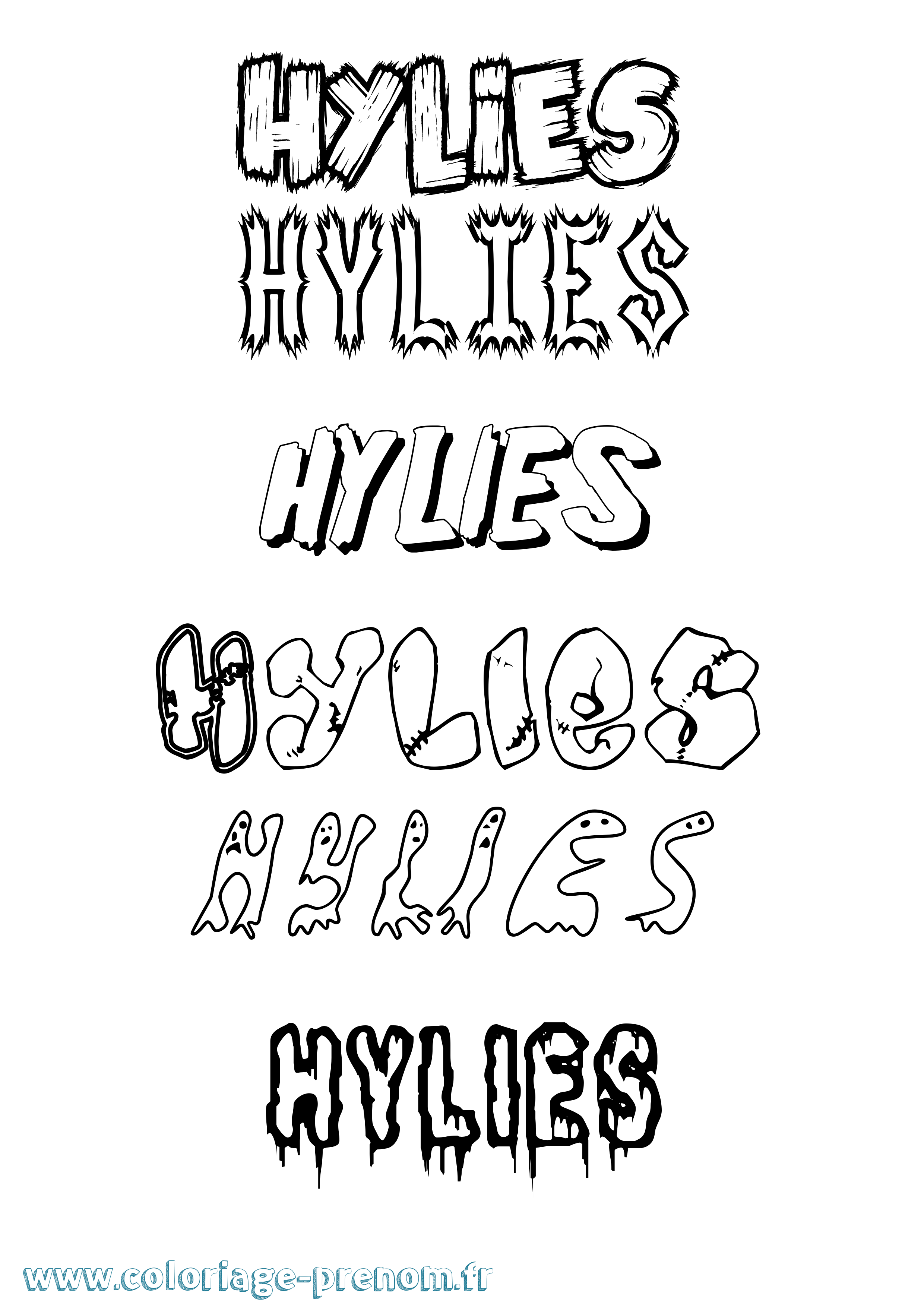 Coloriage Hylies Frisson Coloriage prénom Hylies Frisson