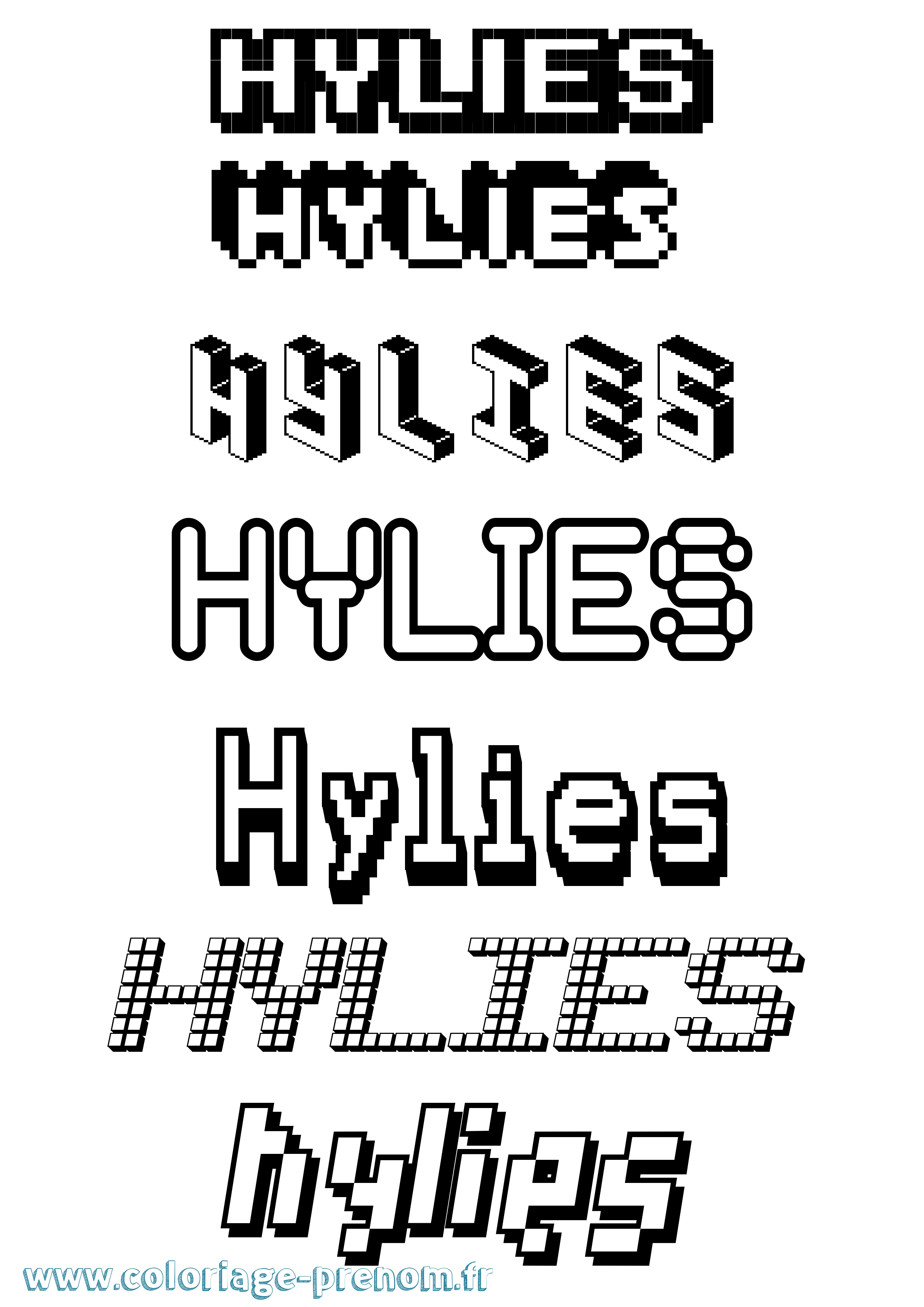 Coloriage Hylies Pixel Coloriage prénom Hylies Pixel