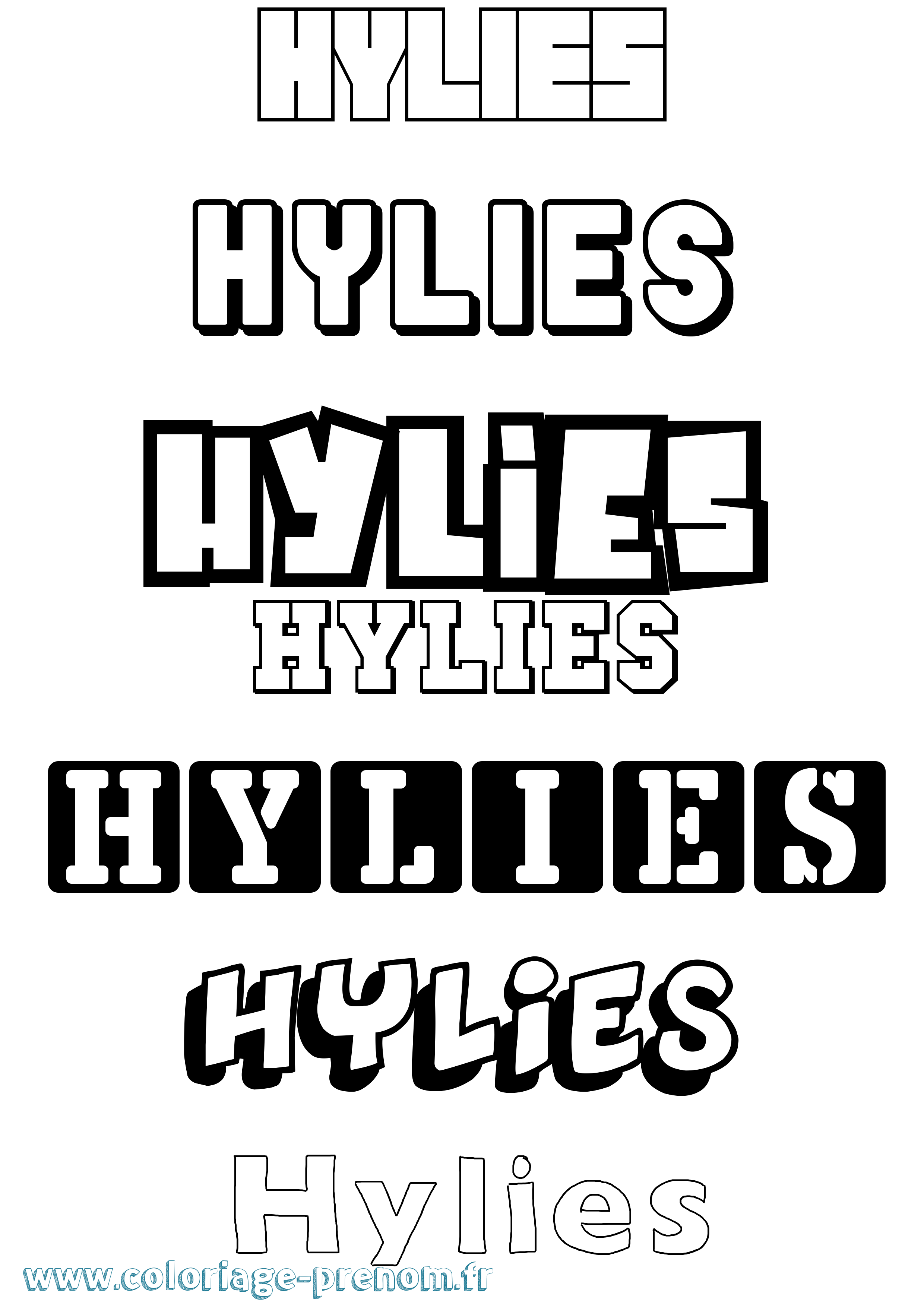Coloriage Hylies Simple Coloriage prénom Hylies Simple