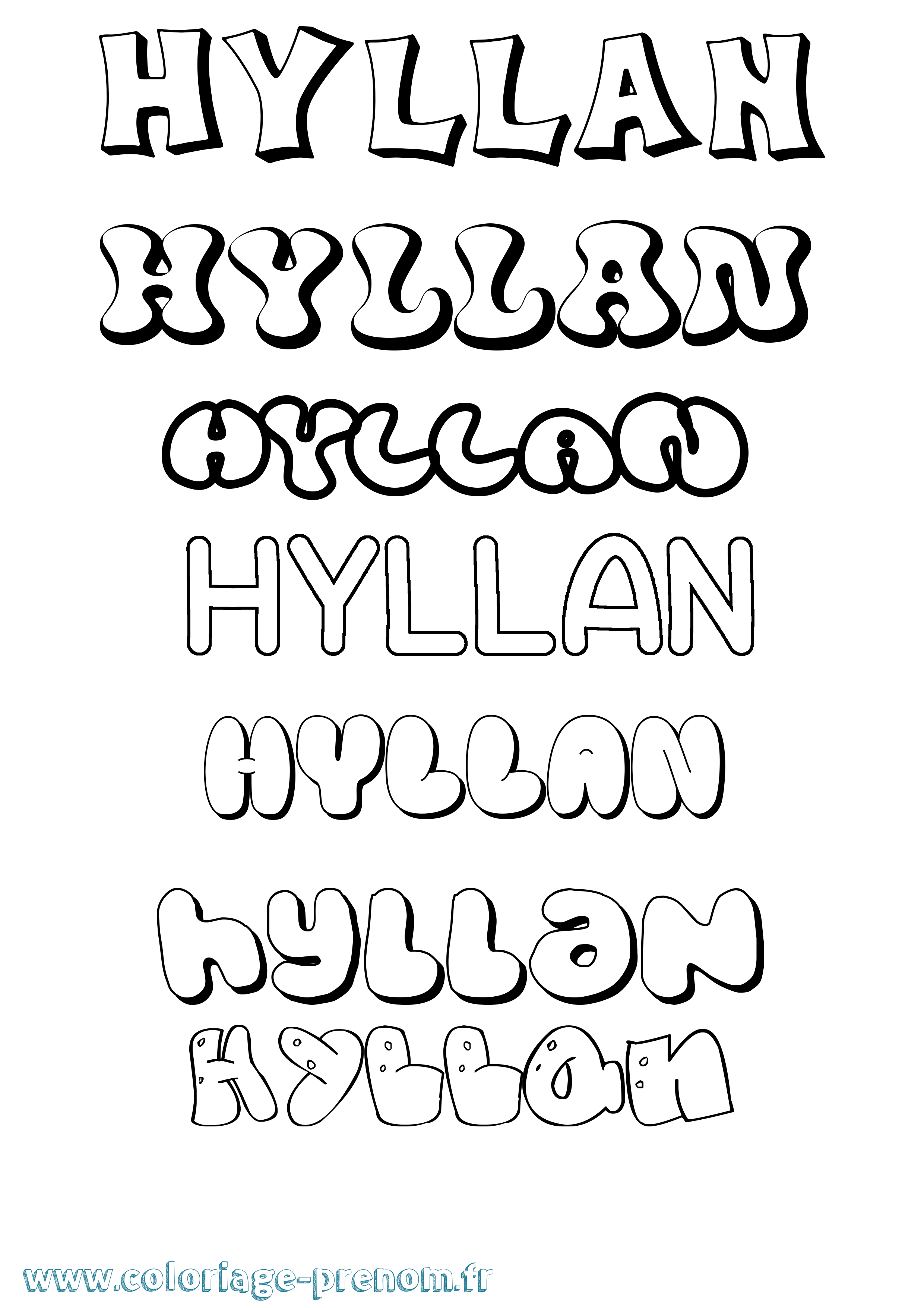 Coloriage Hyllan Bubble Coloriage prénom Hyllan Bubble