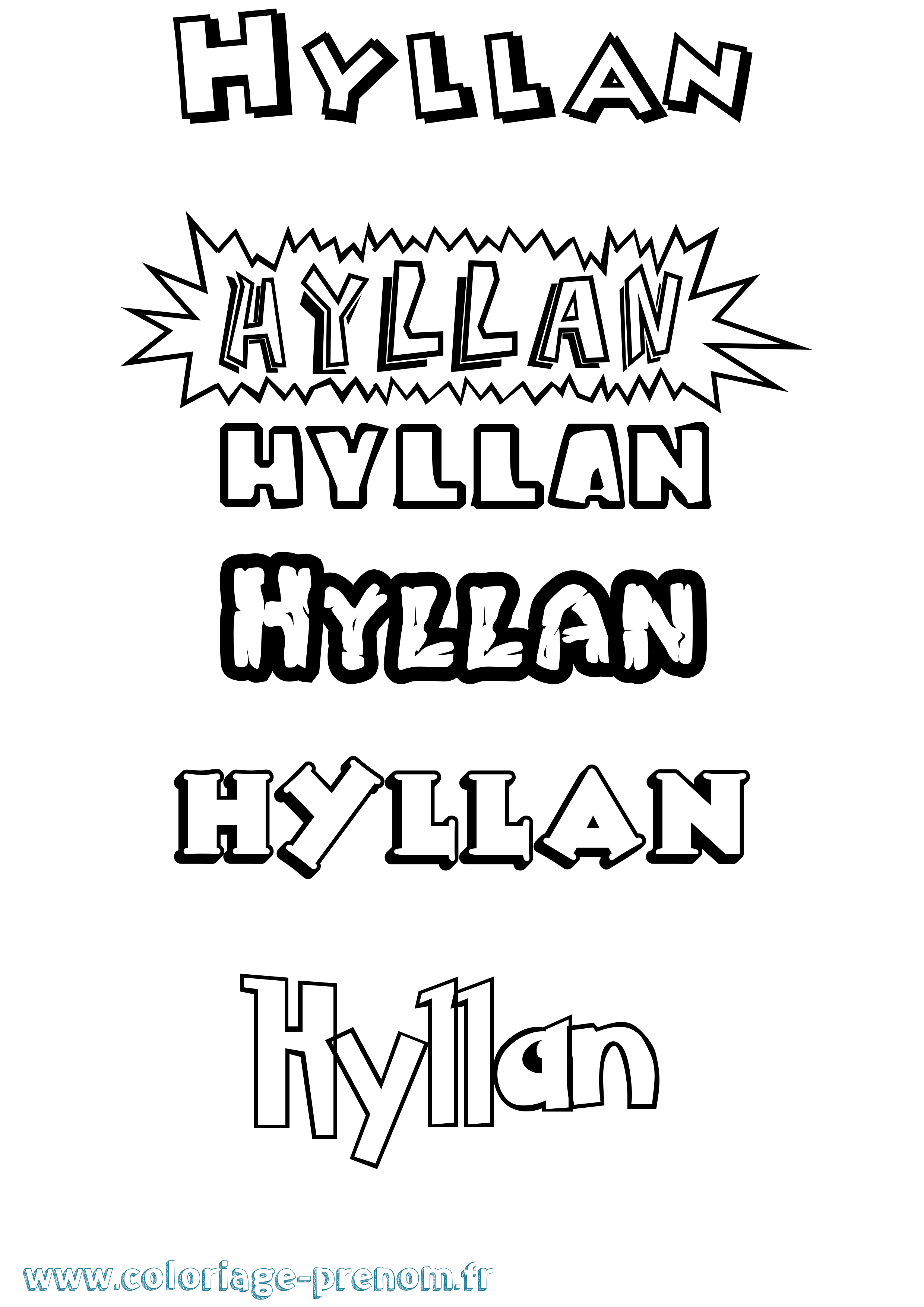 Coloriage Hyllan Dessin Animé Coloriage prénom Hyllan Dessin Animé