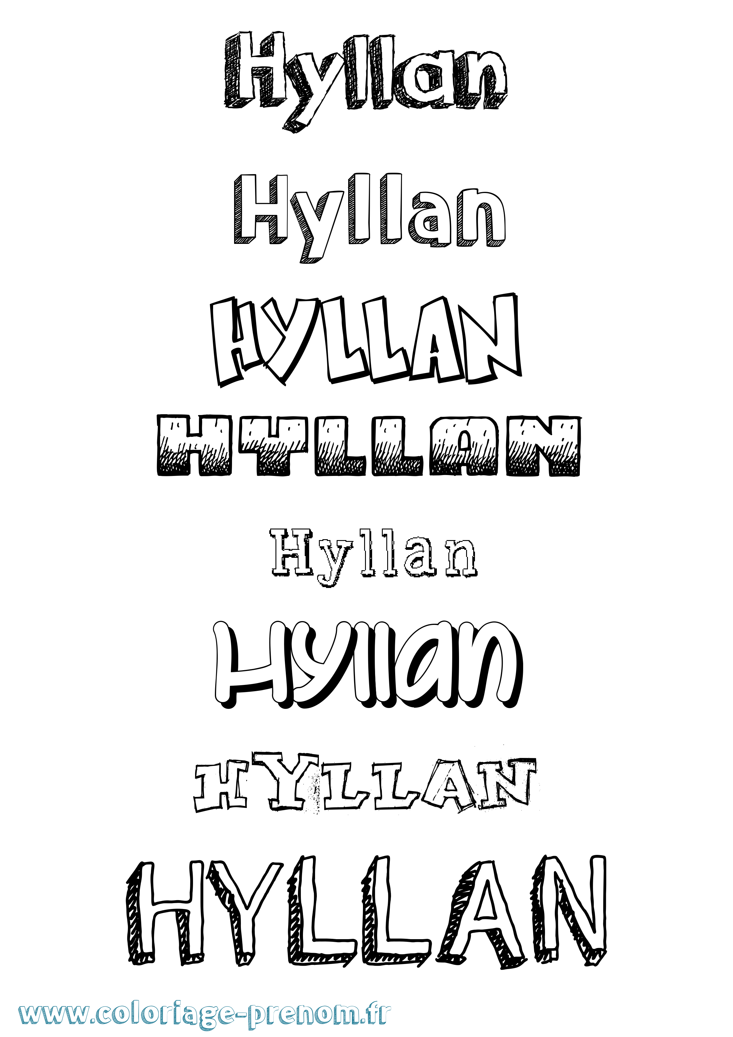 Coloriage Hyllan Dessiné Coloriage prénom Hyllan Dessiné