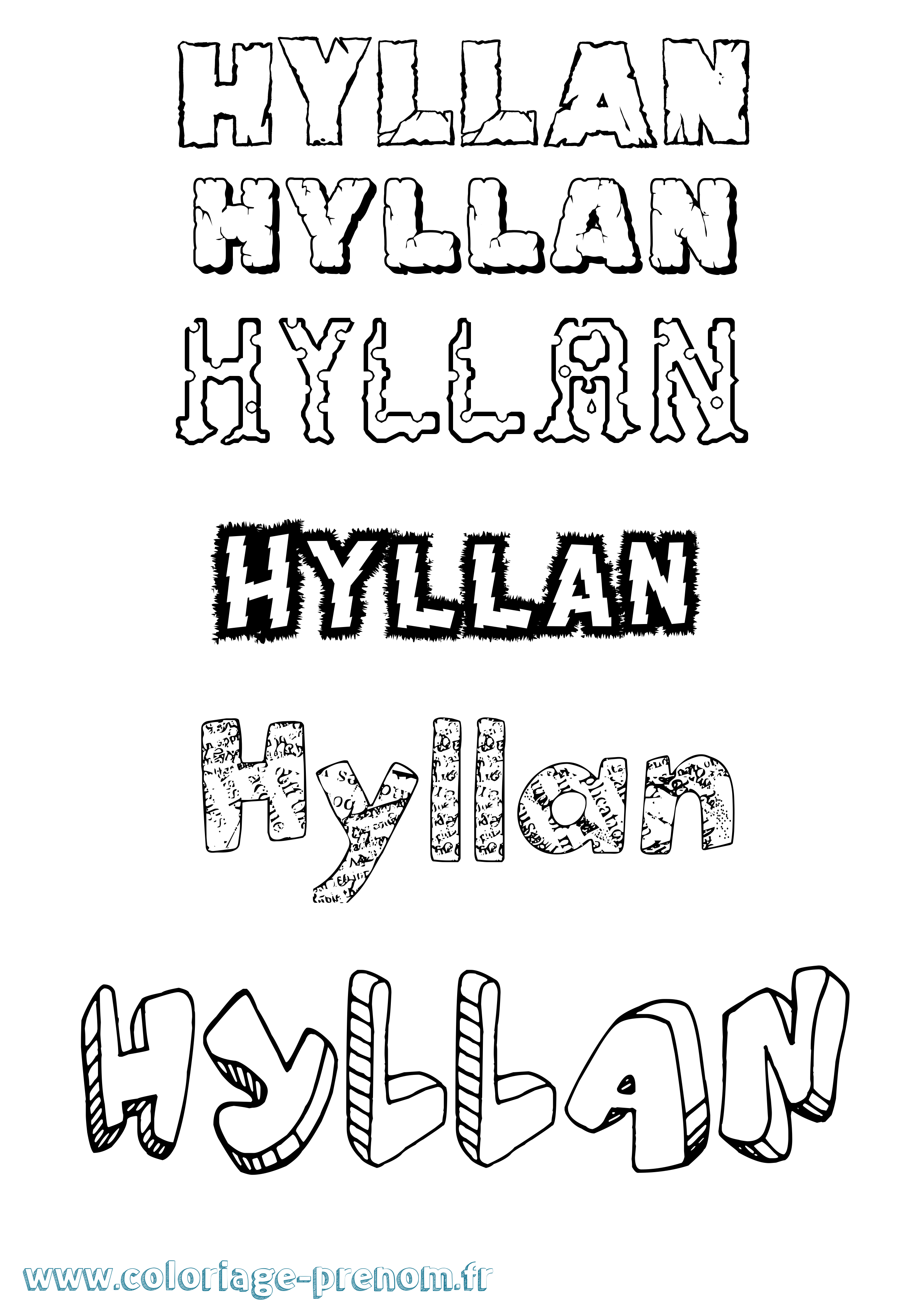 Coloriage Hyllan Destructuré Coloriage prénom Hyllan Destructuré