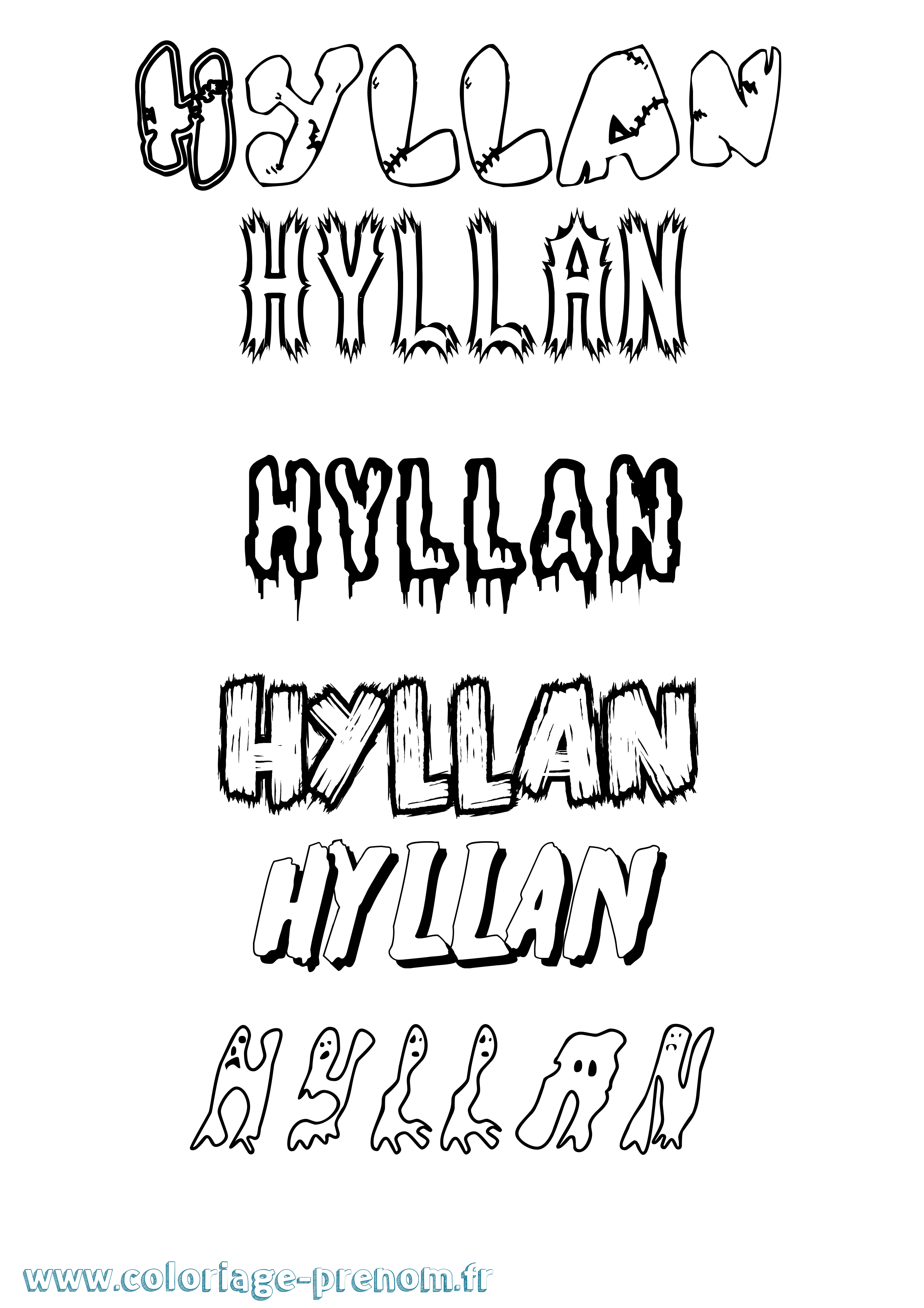 Coloriage Hyllan Frisson Coloriage prénom Hyllan Frisson