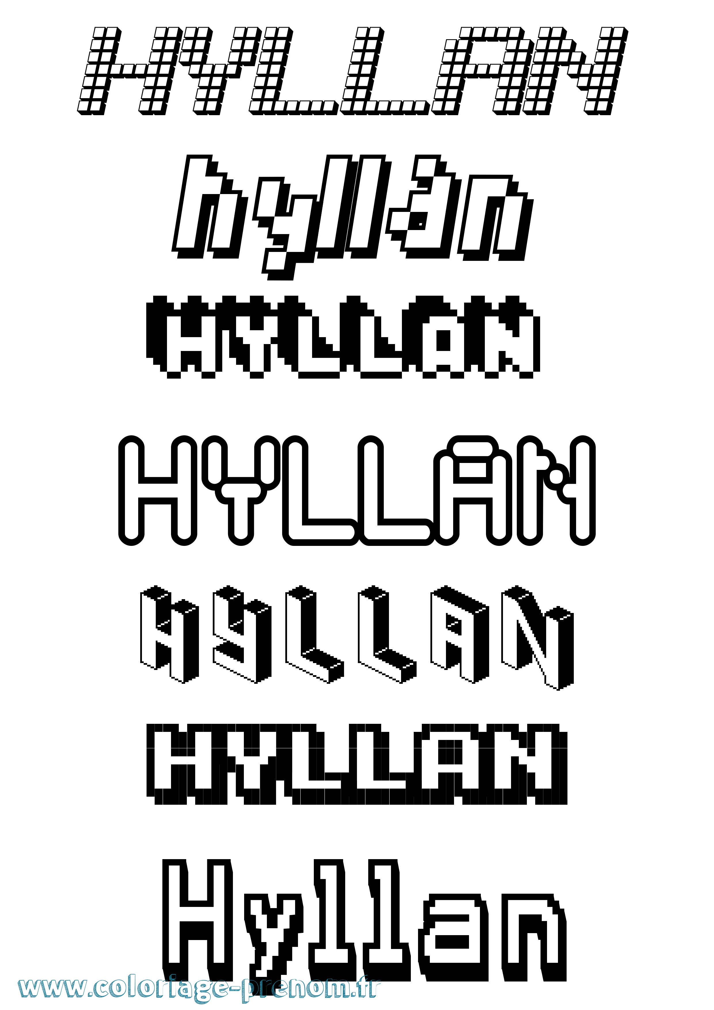Coloriage Hyllan Pixel Coloriage prénom Hyllan Pixel