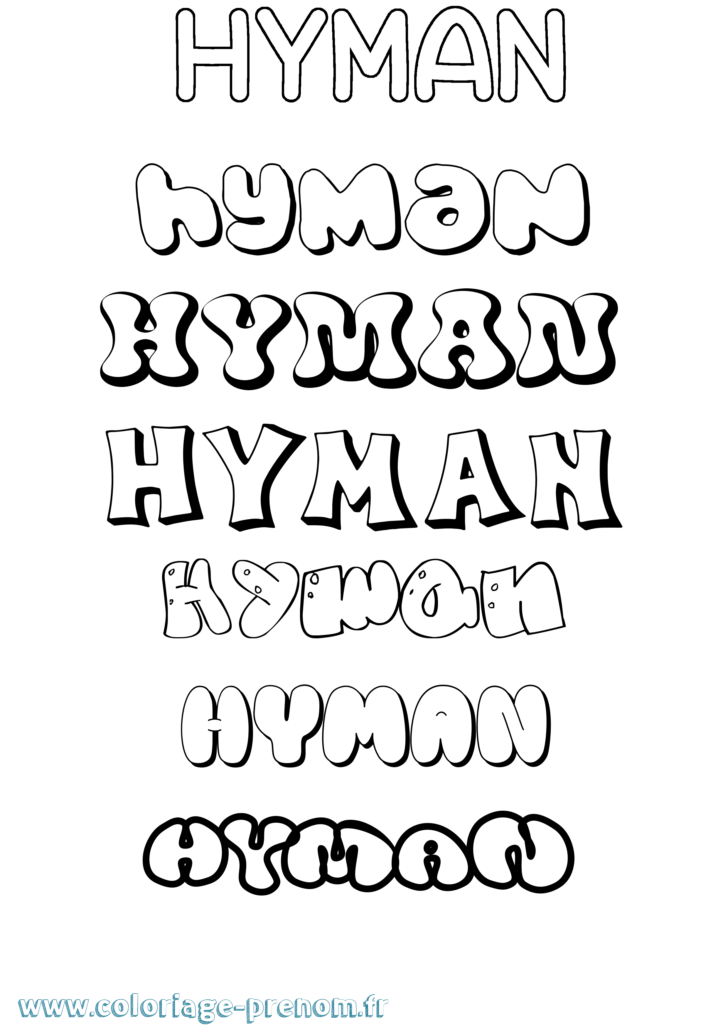 Coloriage Hyman Bubble Coloriage prénom Hyman Bubble