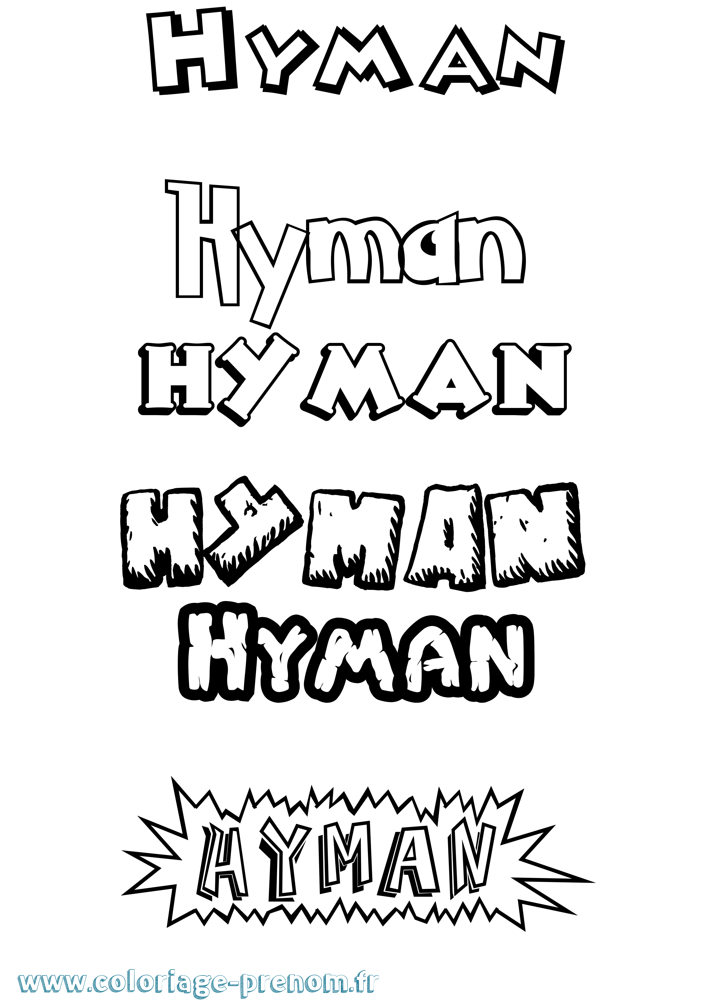 Coloriage Hyman Dessin Animé Coloriage prénom Hyman Dessin Animé