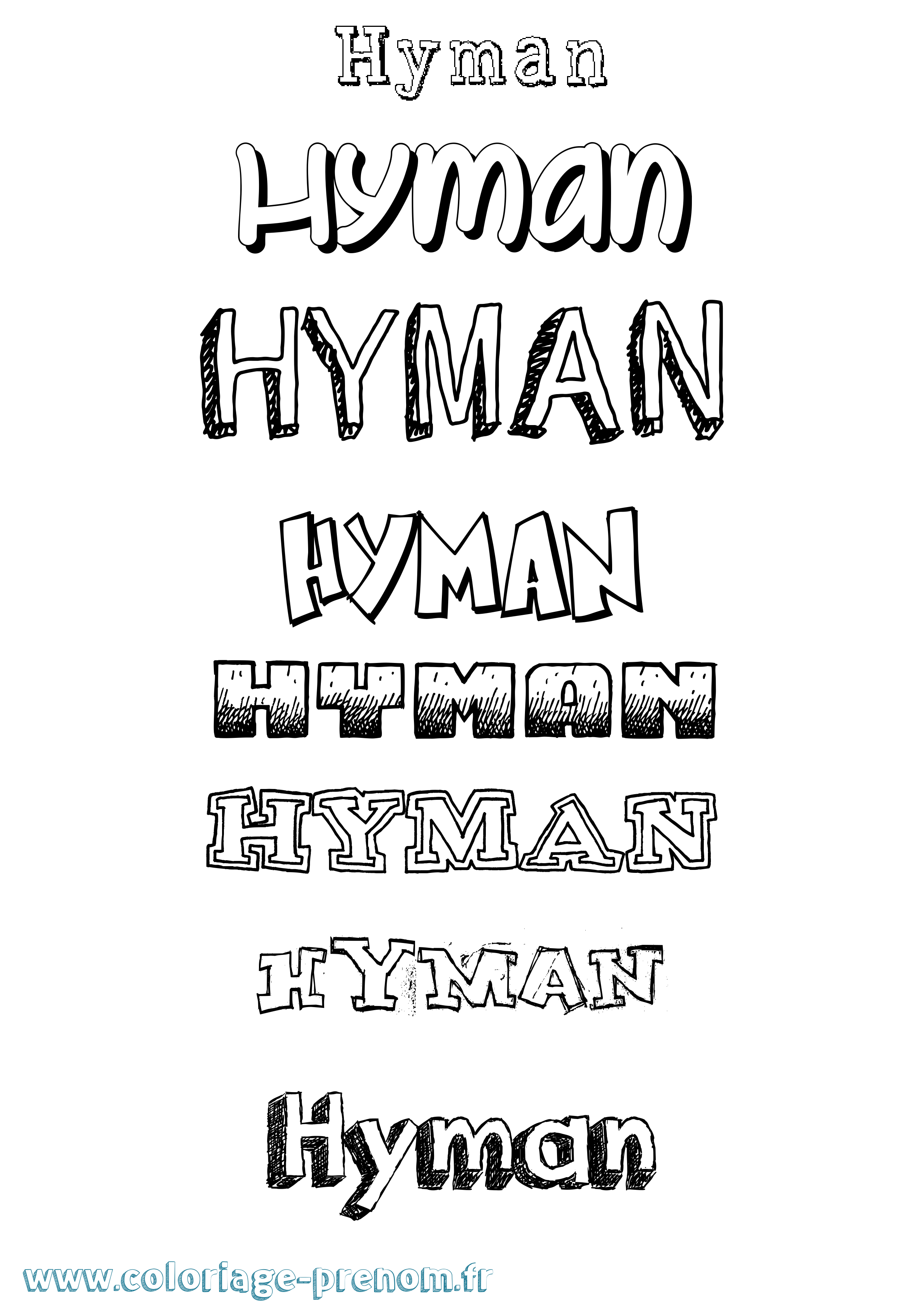 Coloriage Hyman Dessiné Coloriage prénom Hyman Dessiné