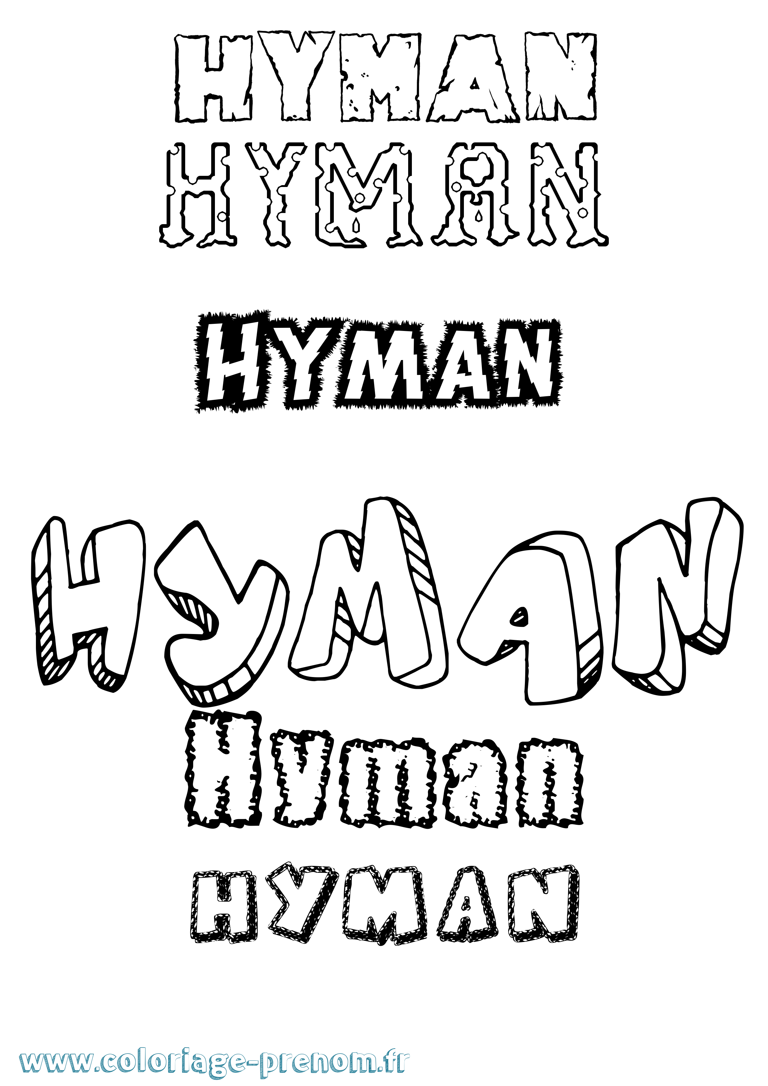 Coloriage Hyman Destructuré Coloriage prénom Hyman Destructuré