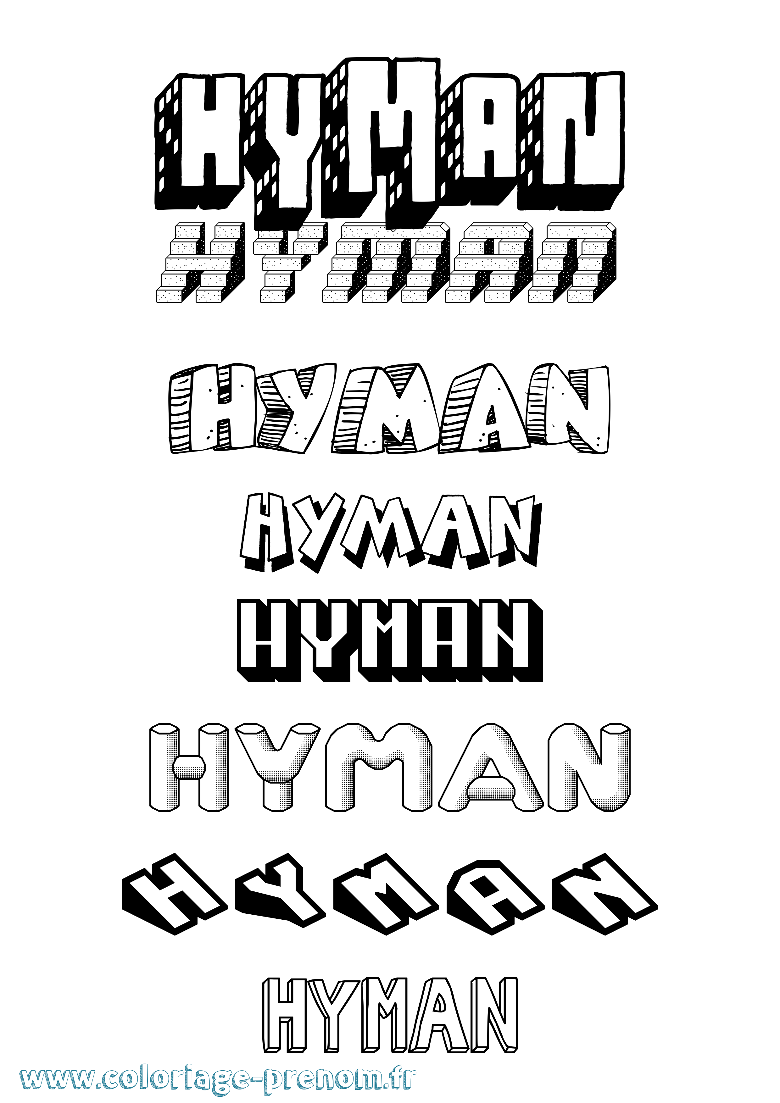 Coloriage Hyman Effet 3D Coloriage prénom Hyman Effet 3D