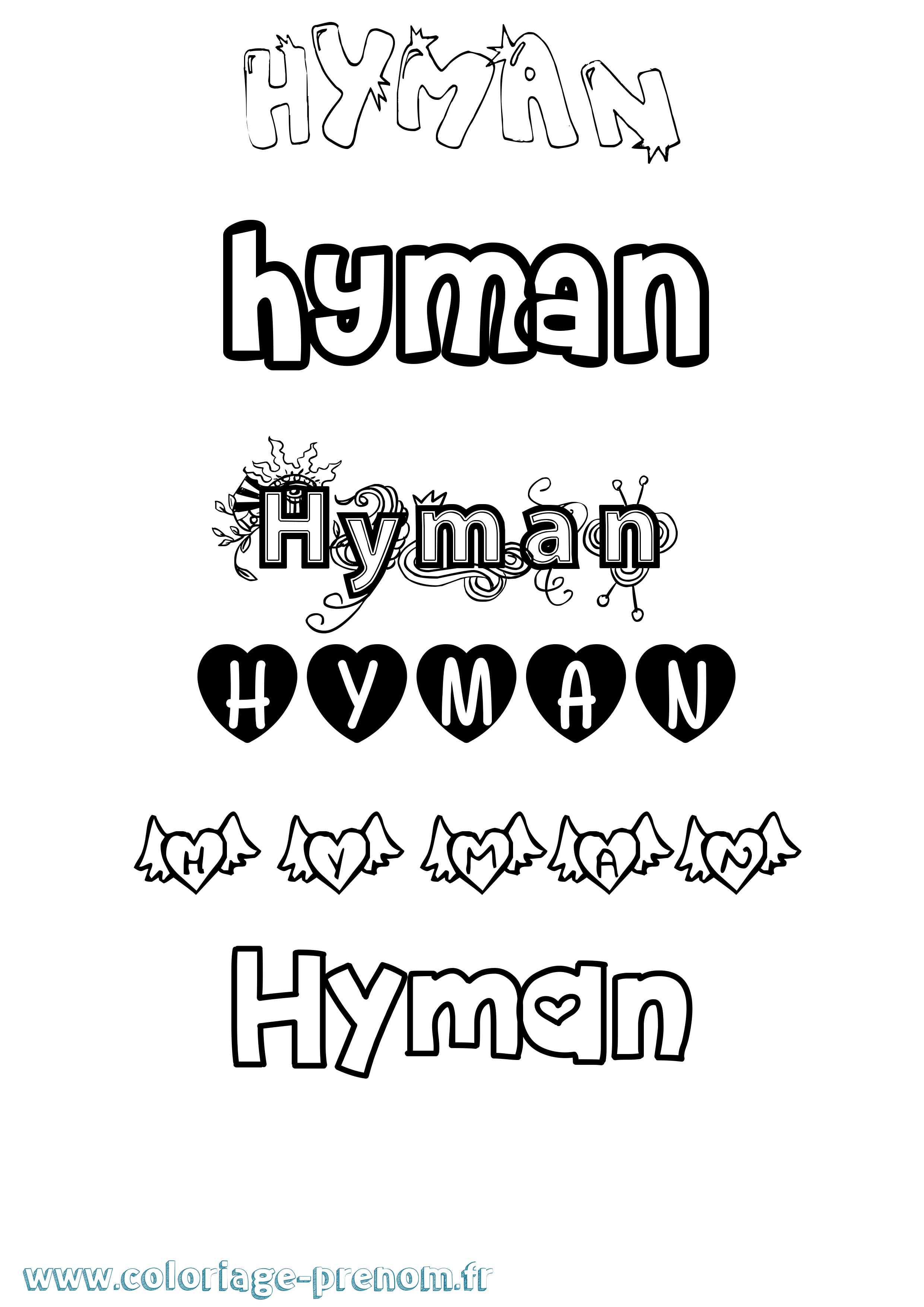 Coloriage Hyman Girly Coloriage prénom Hyman Girly