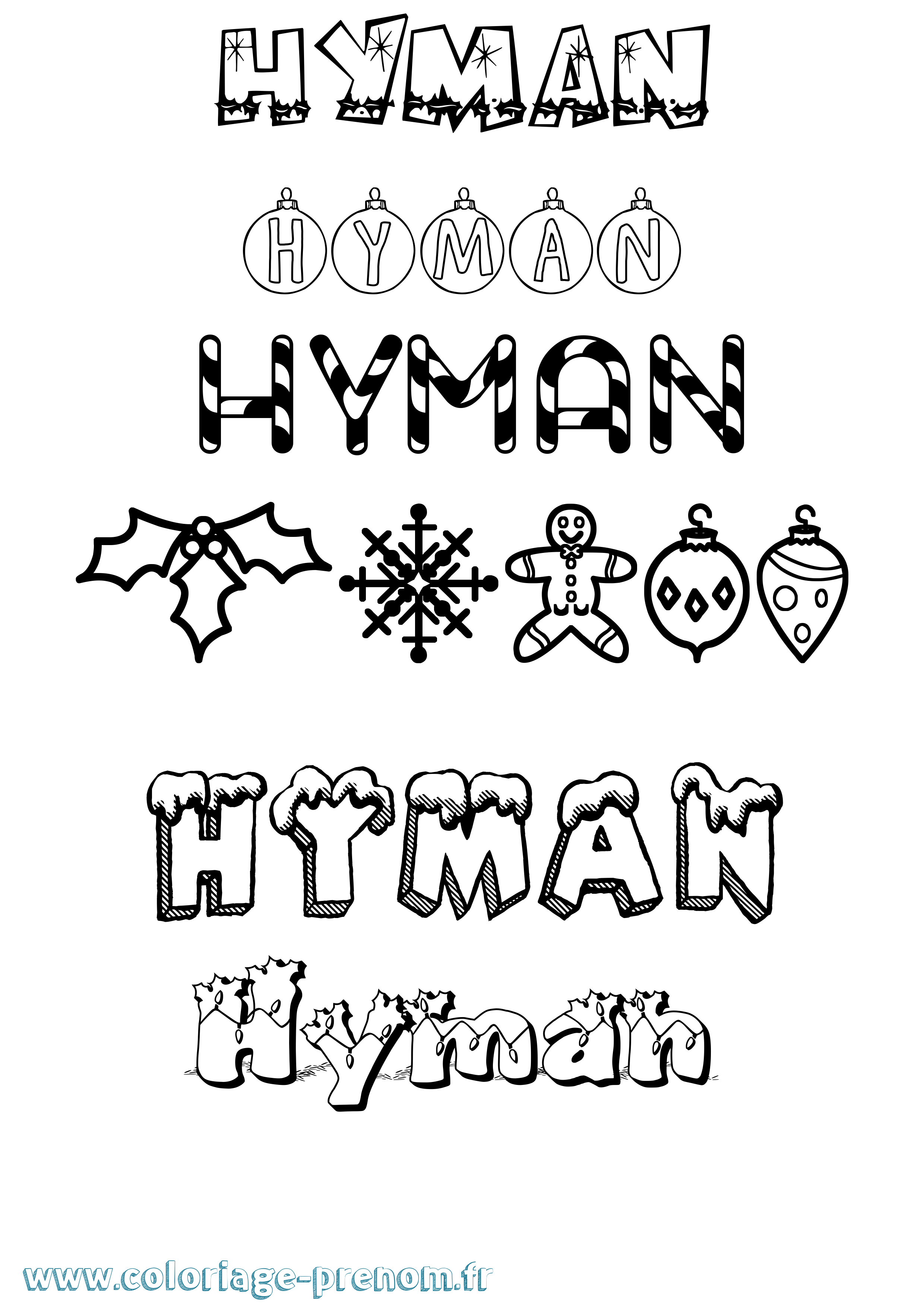 Coloriage Hyman Noël Coloriage prénom Hyman Noël