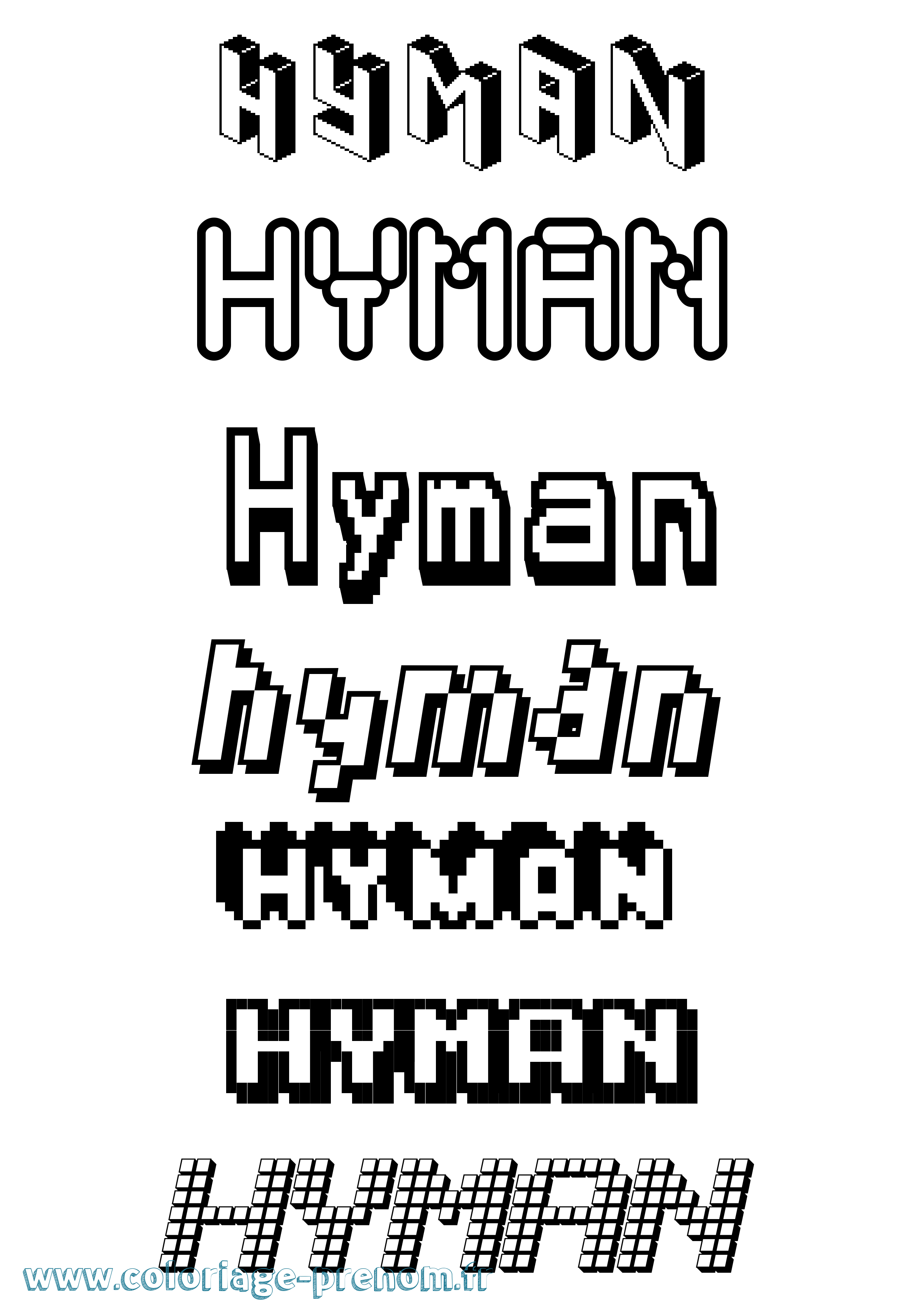 Coloriage Hyman Pixel Coloriage prénom Hyman Pixel