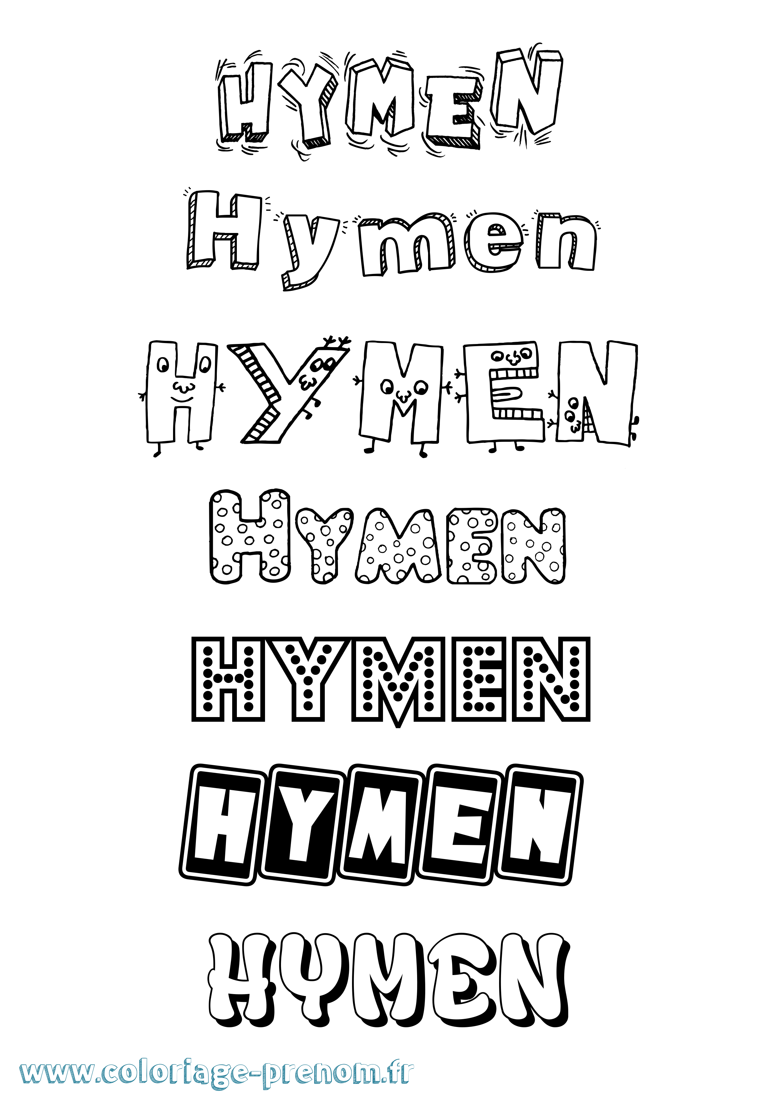 Coloriage Hymen Fun Coloriage prénom Hymen Fun