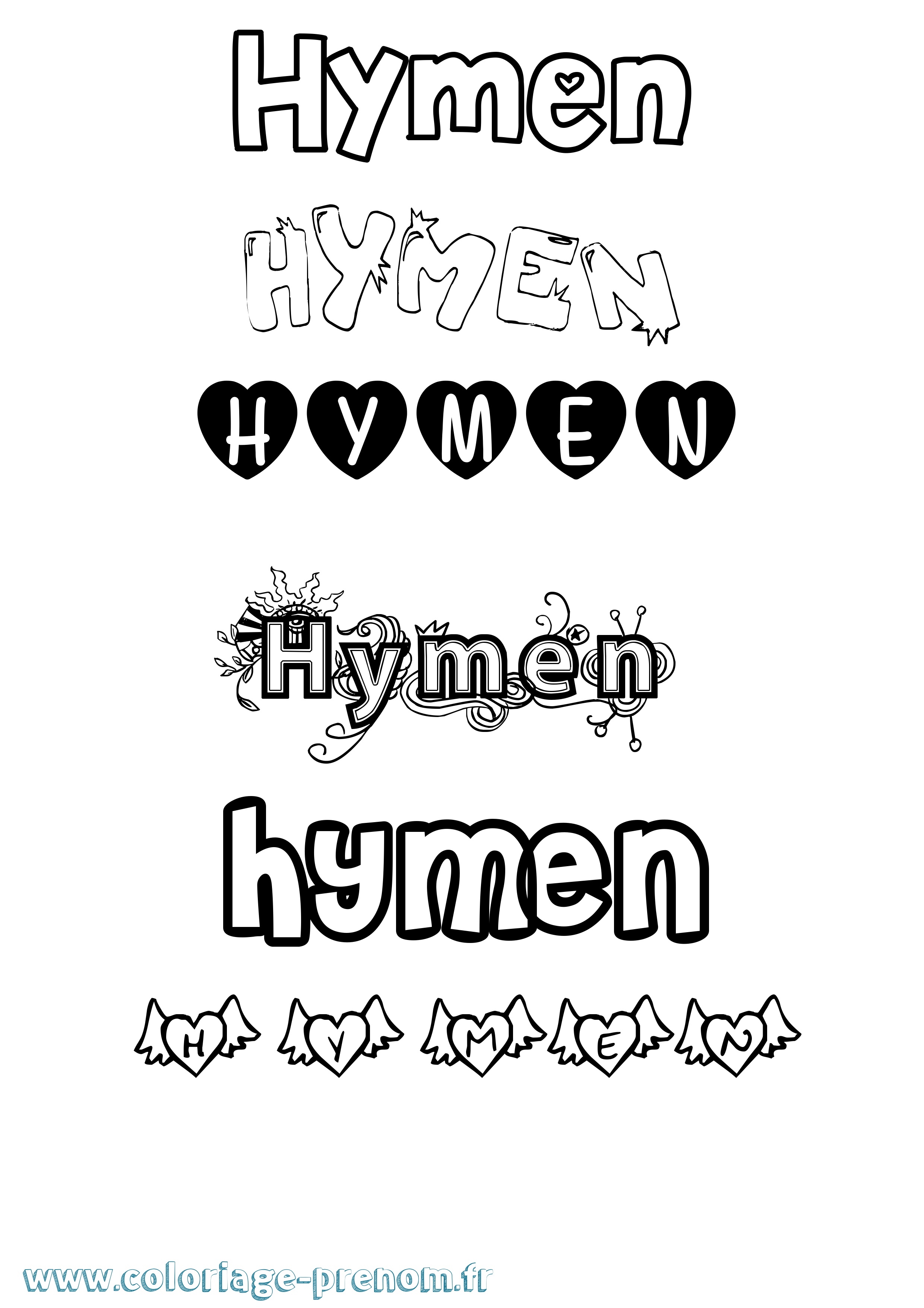 Coloriage Hymen Girly Coloriage prénom Hymen Girly