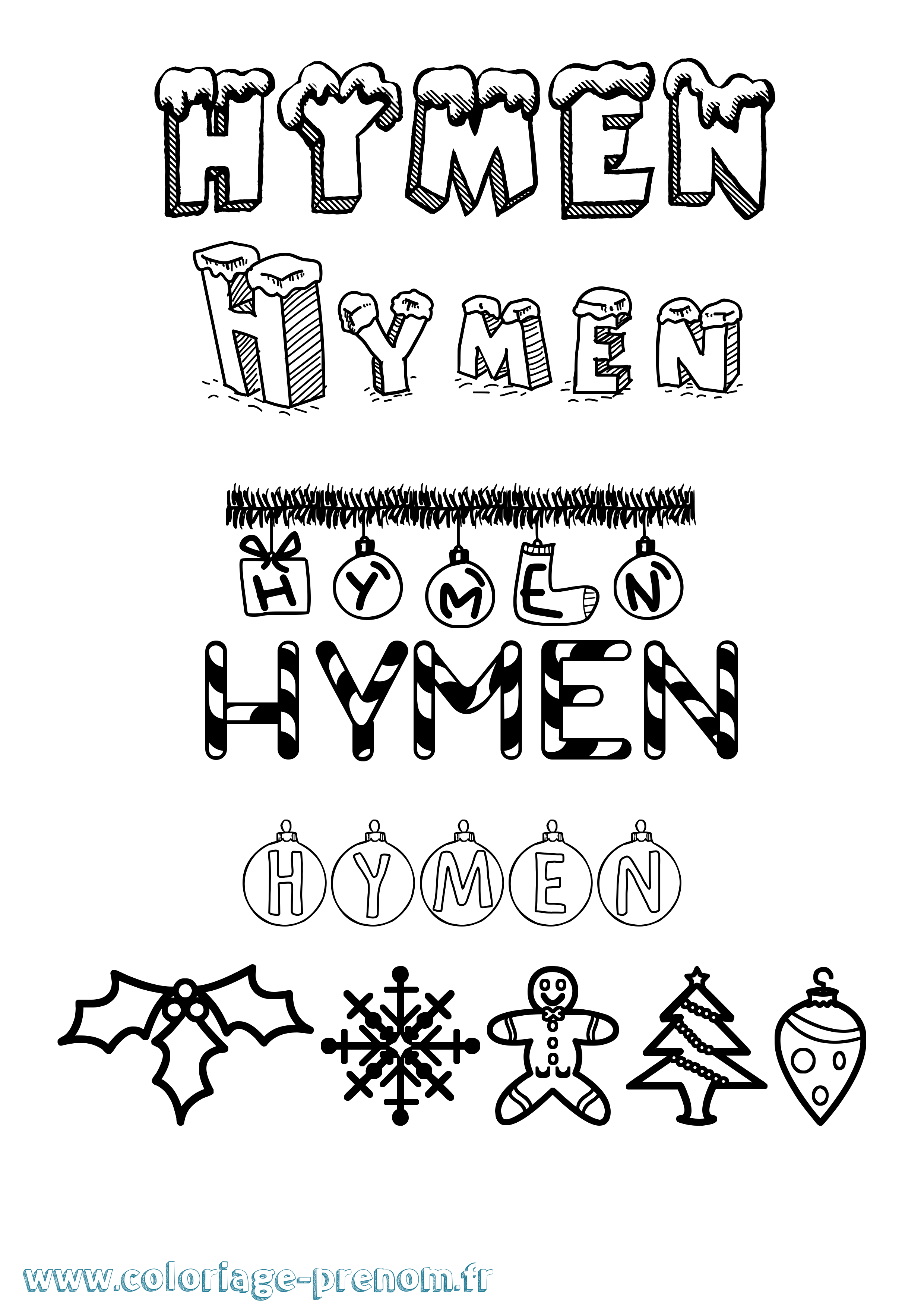Coloriage Hymen Noël Coloriage prénom Hymen Noël