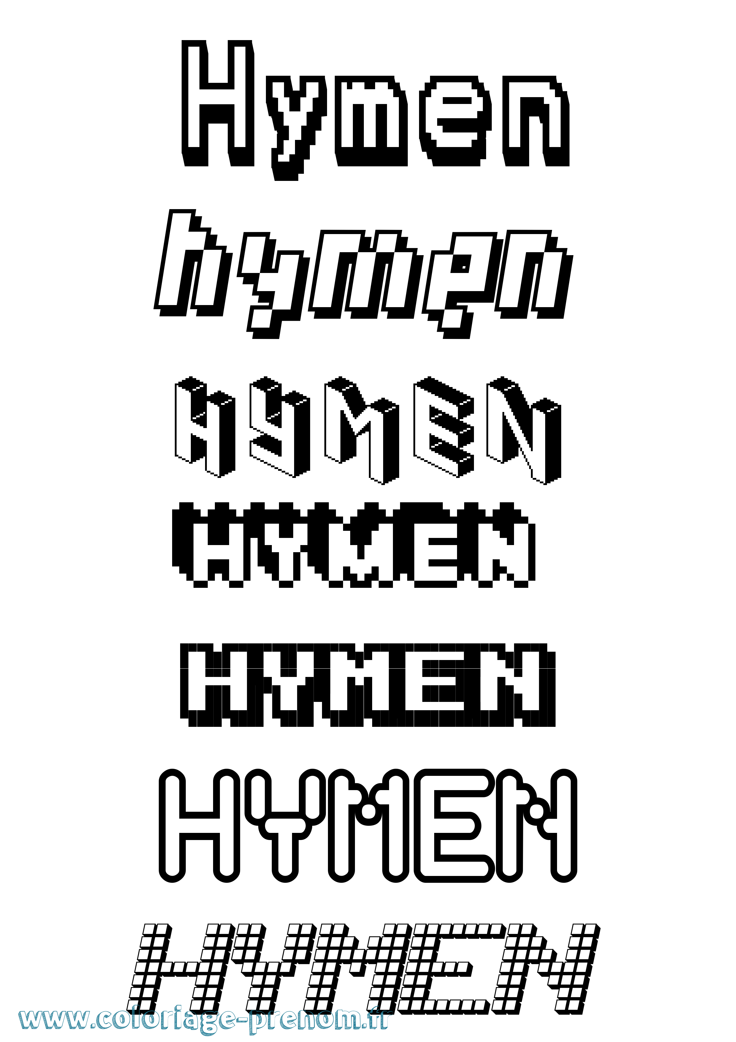 Coloriage Hymen Pixel Coloriage prénom Hymen Pixel
