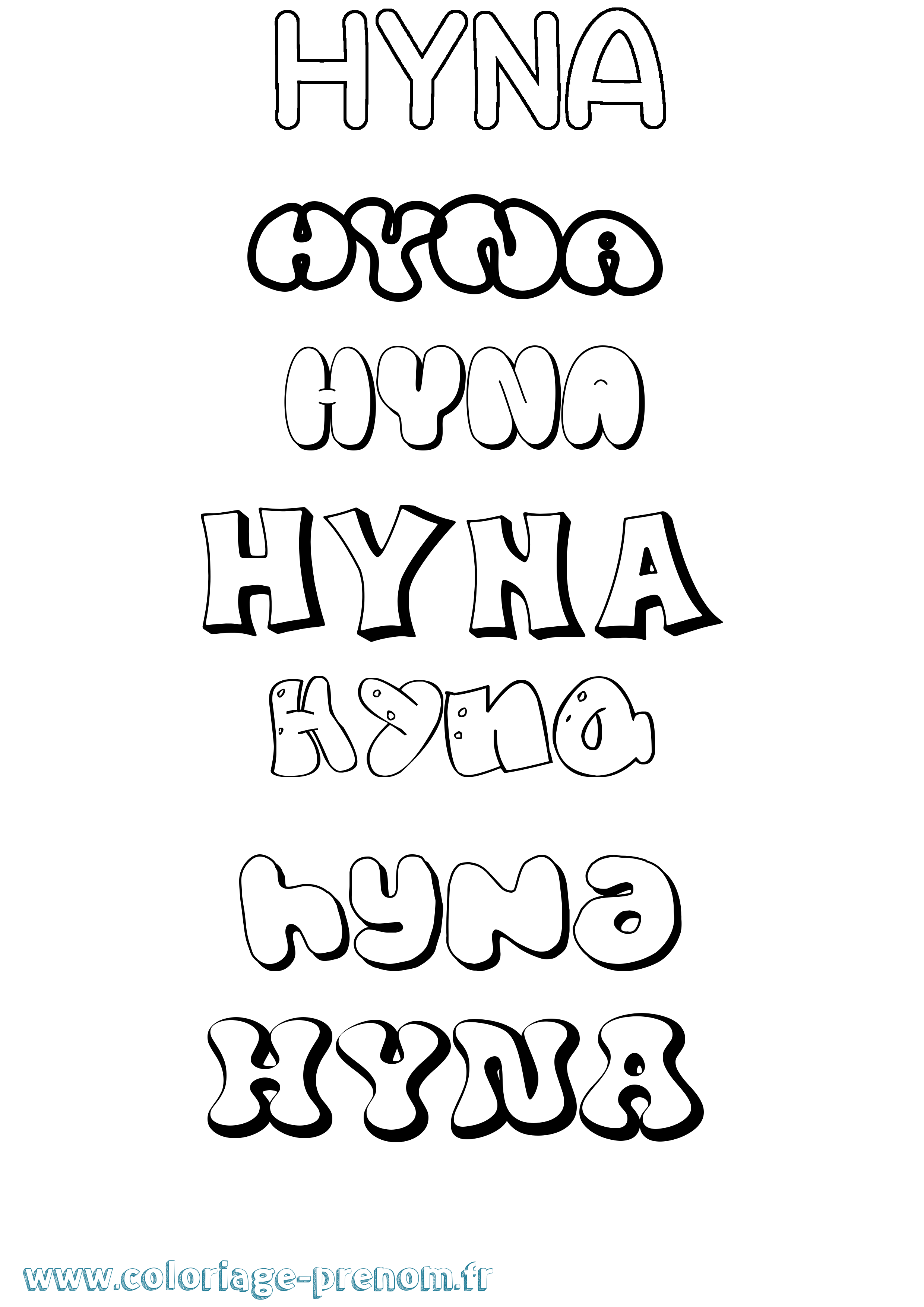 Coloriage Hyna Bubble Coloriage prénom Hyna Bubble