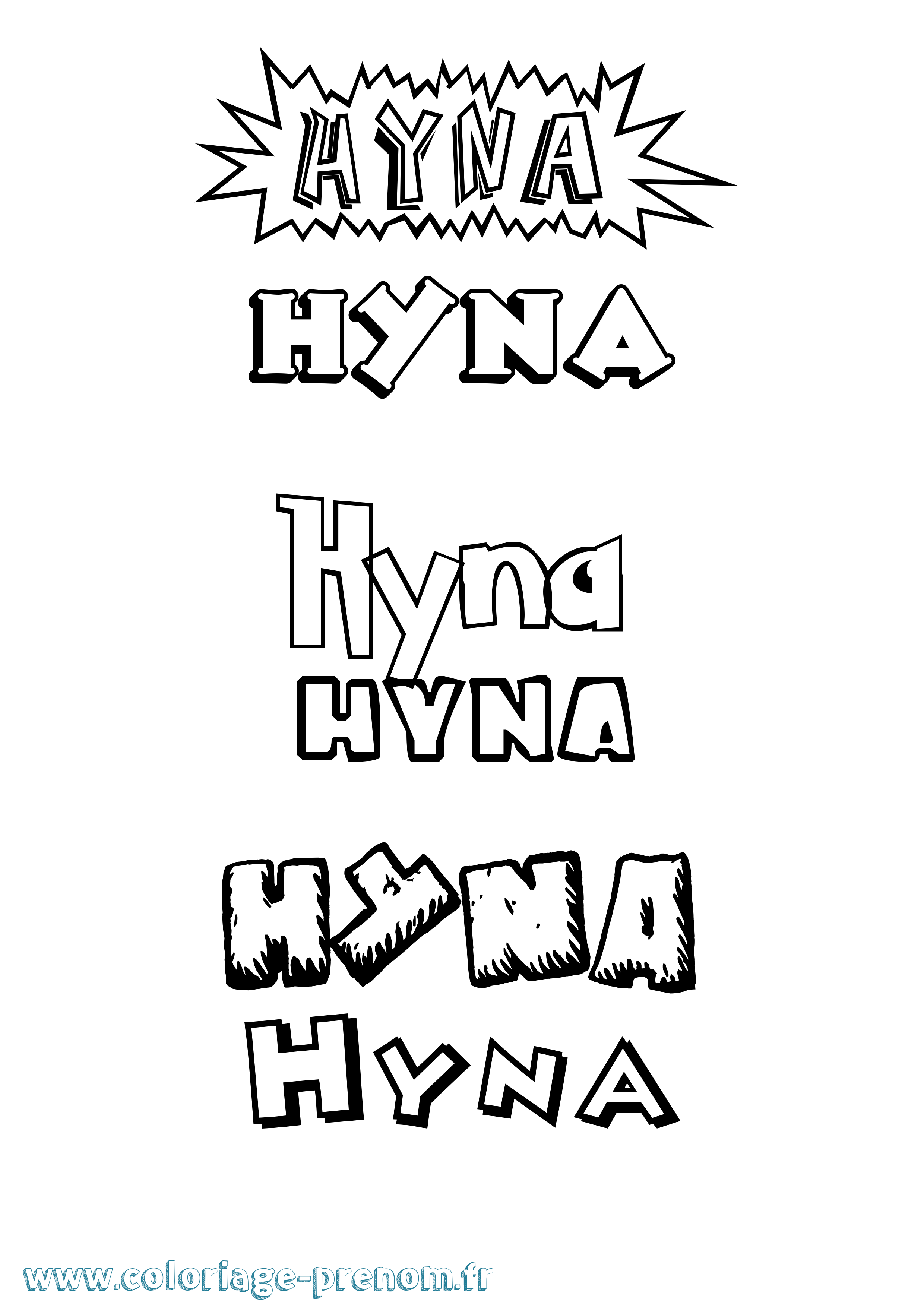 Coloriage Hyna Dessin Animé Coloriage prénom Hyna Dessin Animé