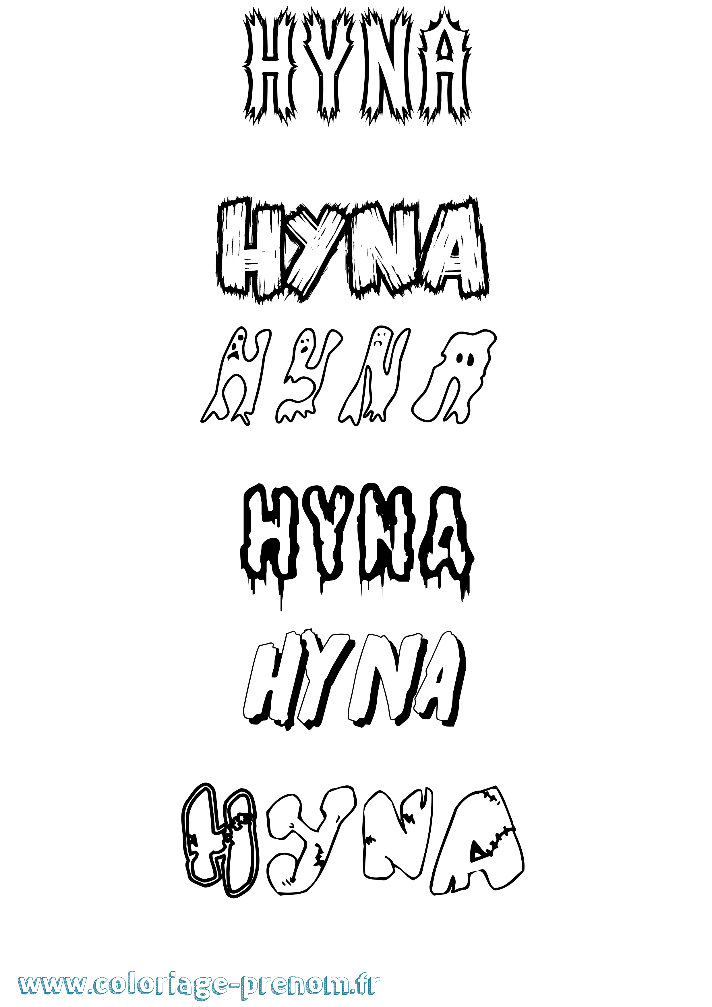 Coloriage Hyna Frisson Coloriage prénom Hyna Frisson
