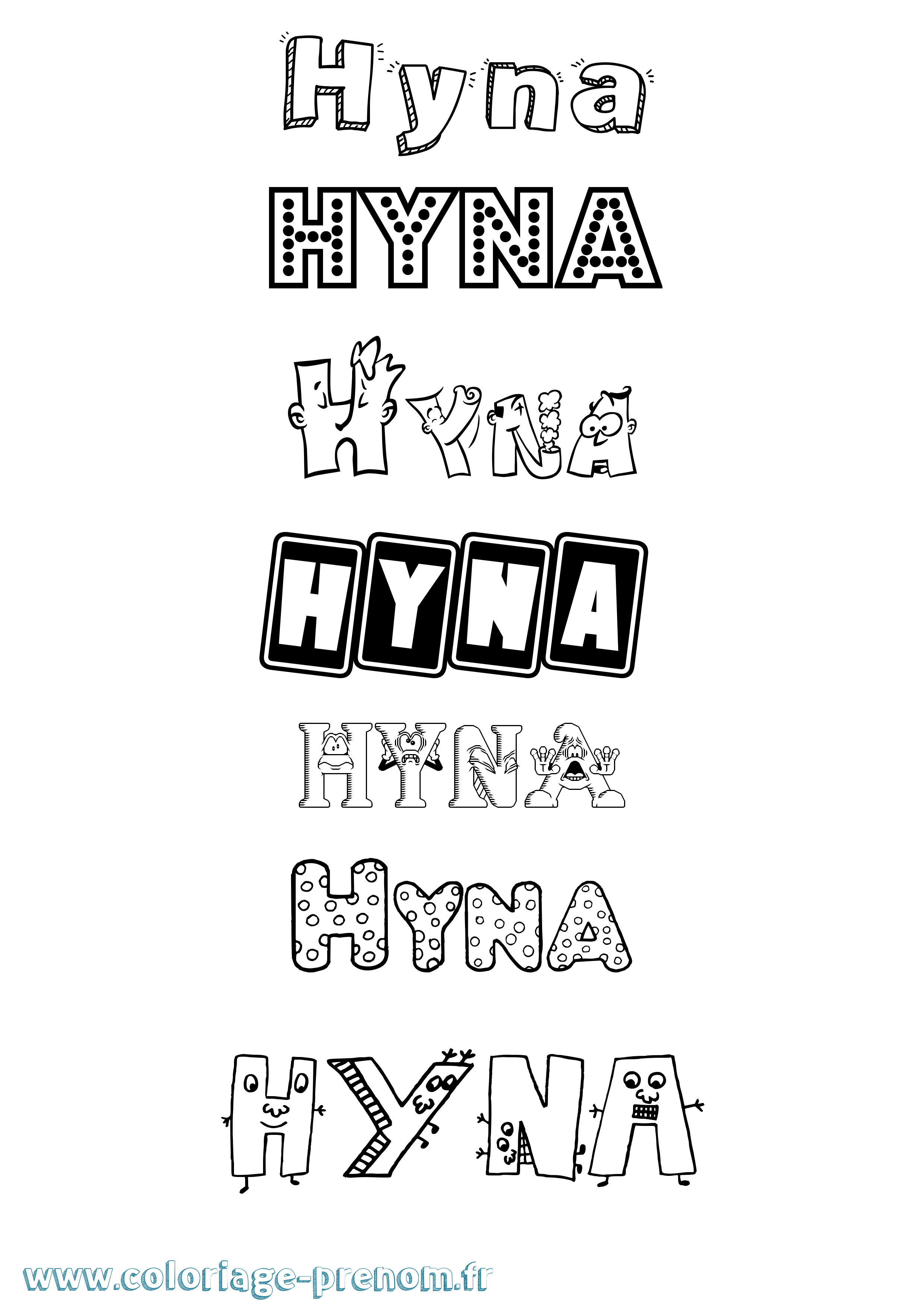 Coloriage Hyna Fun Coloriage prénom Hyna Fun