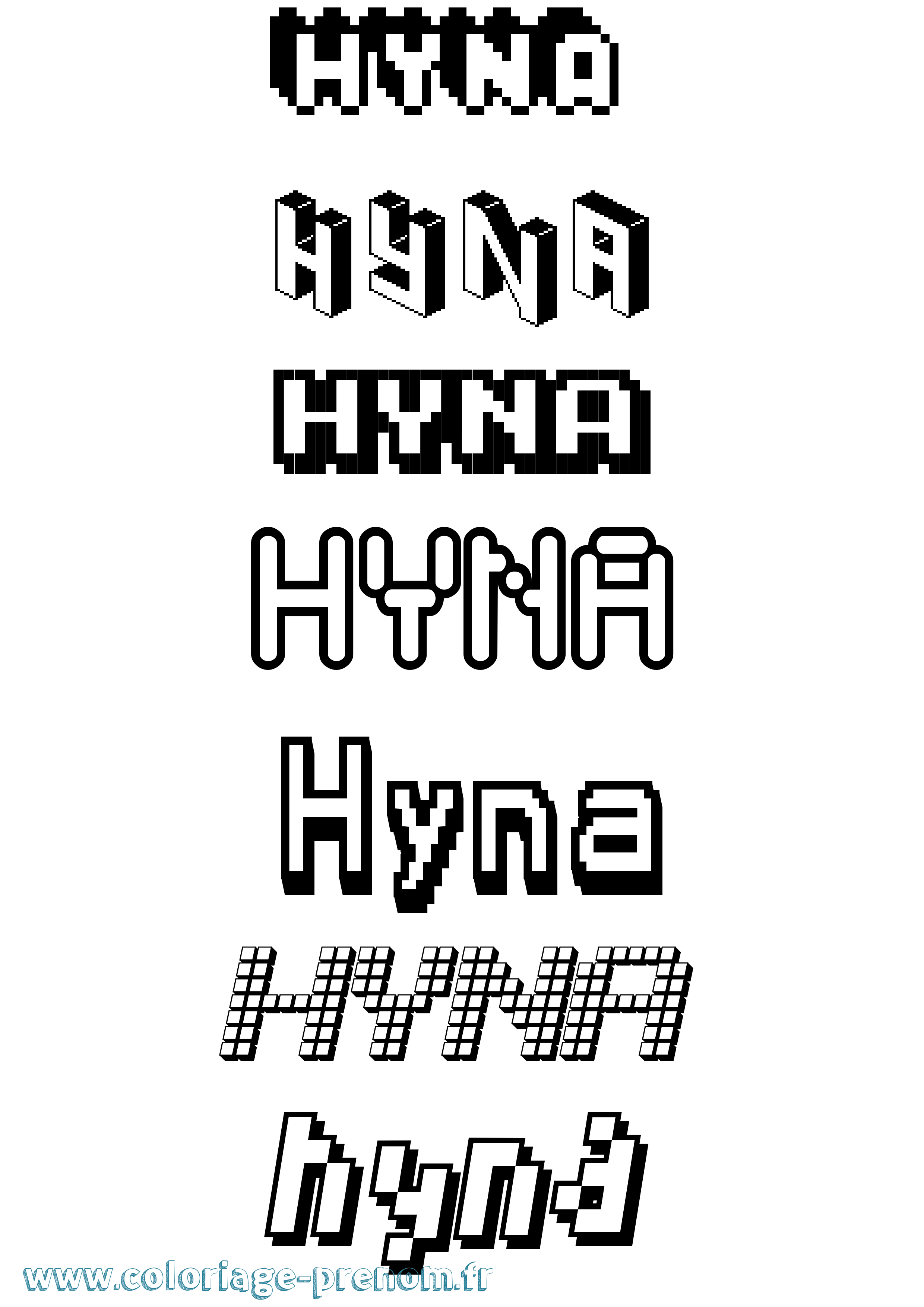 Coloriage Hyna Pixel Coloriage prénom Hyna Pixel