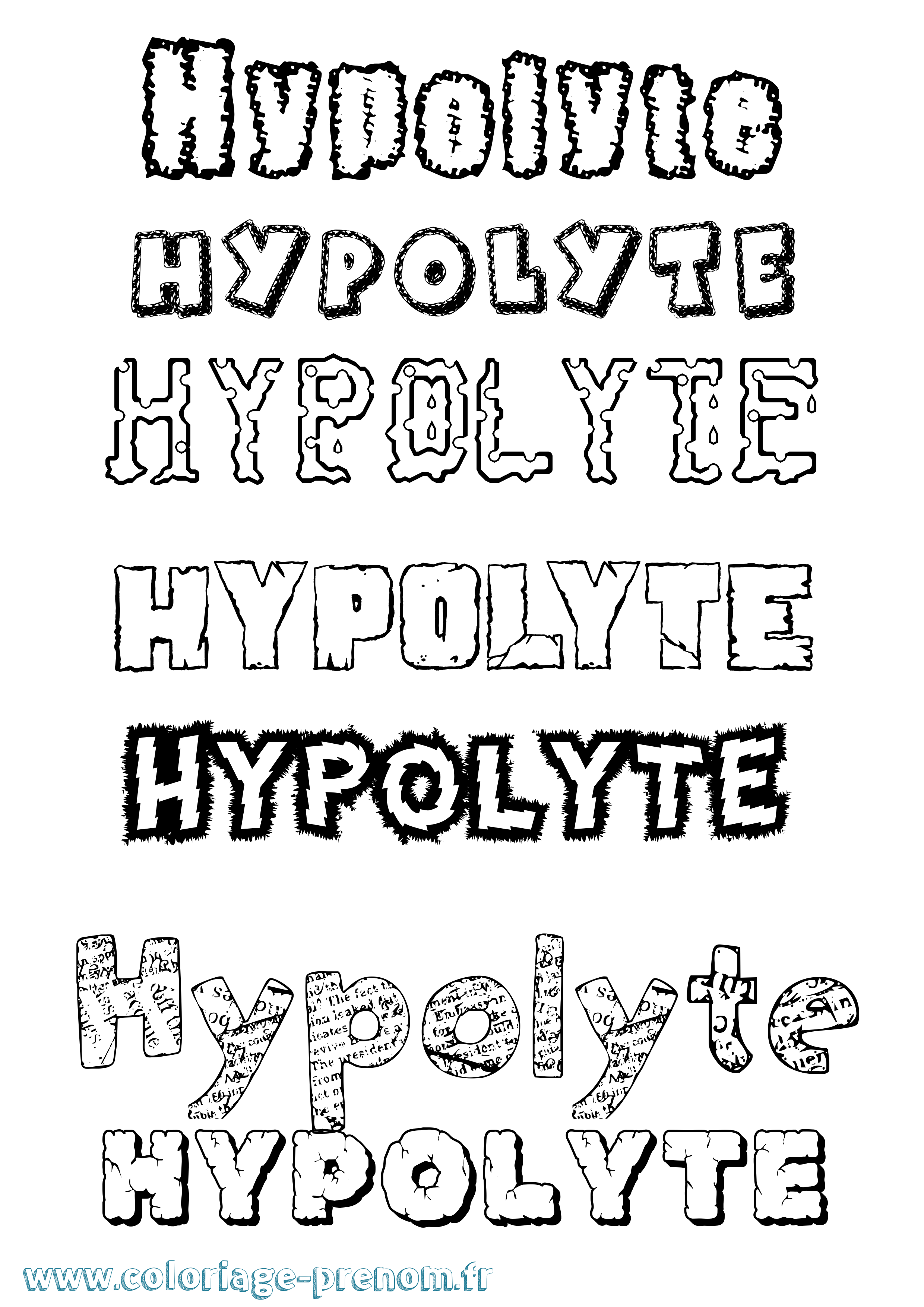Coloriage Hypolyte Destructuré Coloriage prénom Hypolyte Destructuré
