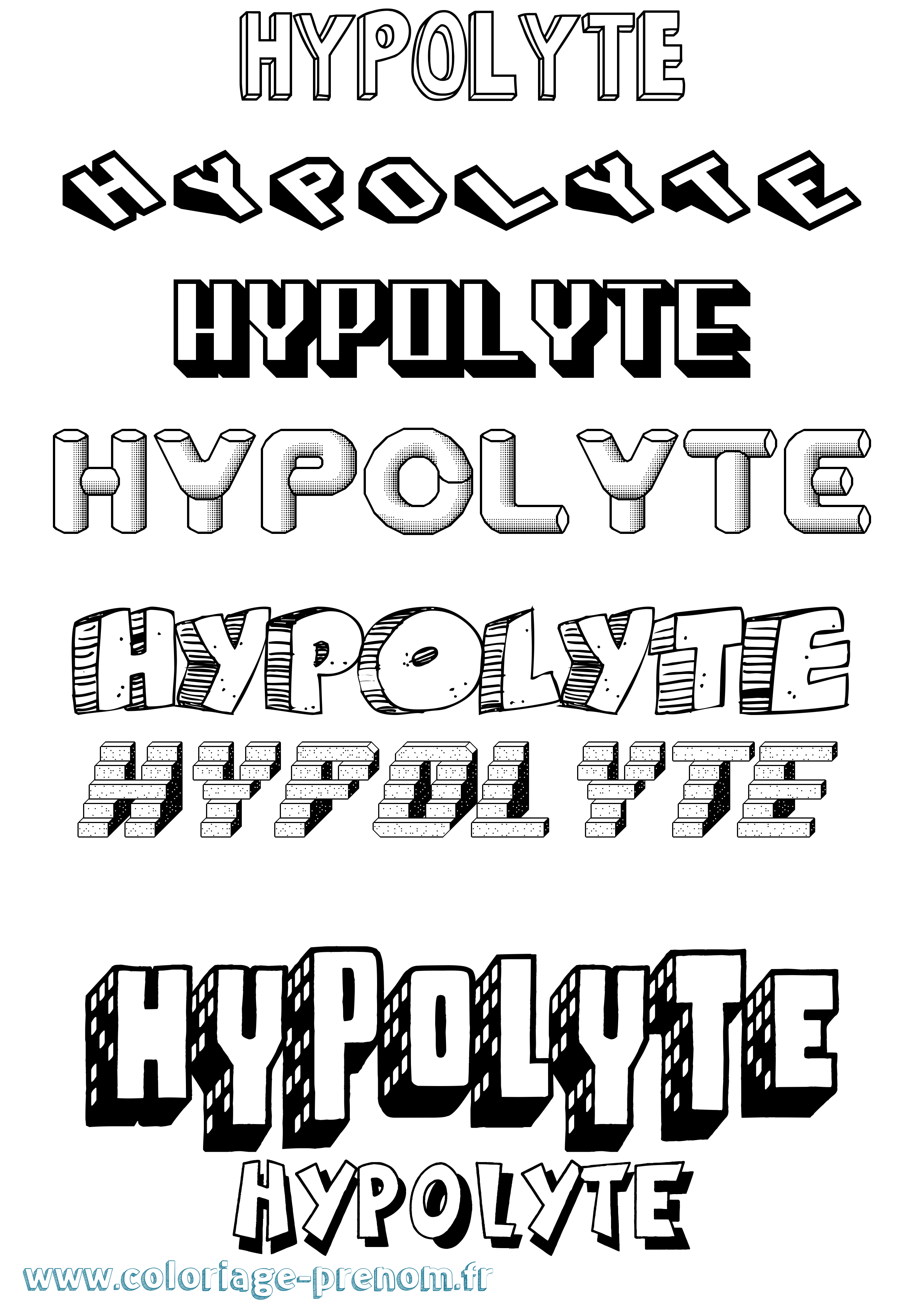 Coloriage Hypolyte Effet 3D Coloriage prénom Hypolyte Effet 3D