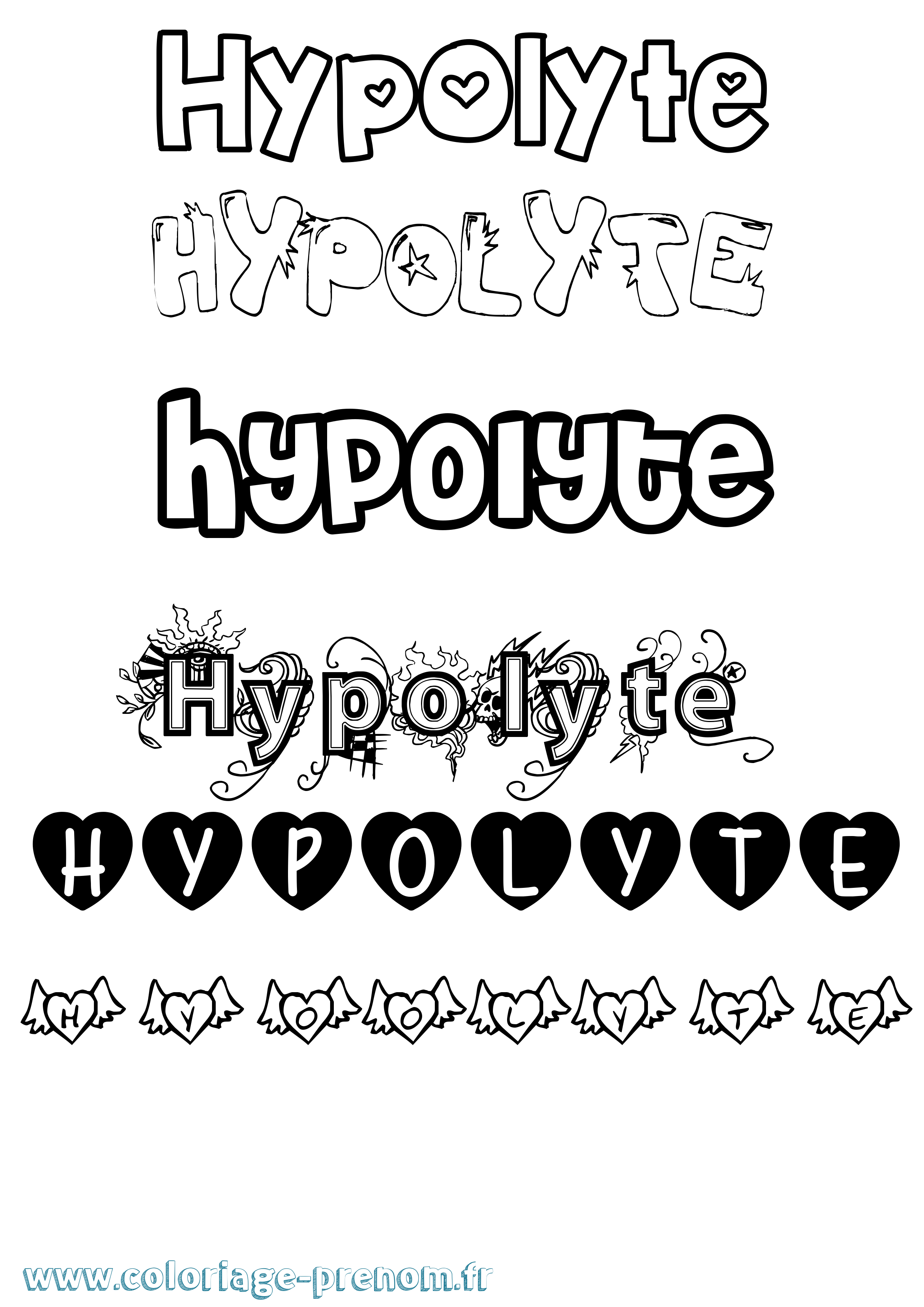 Coloriage Hypolyte Girly Coloriage prénom Hypolyte Girly